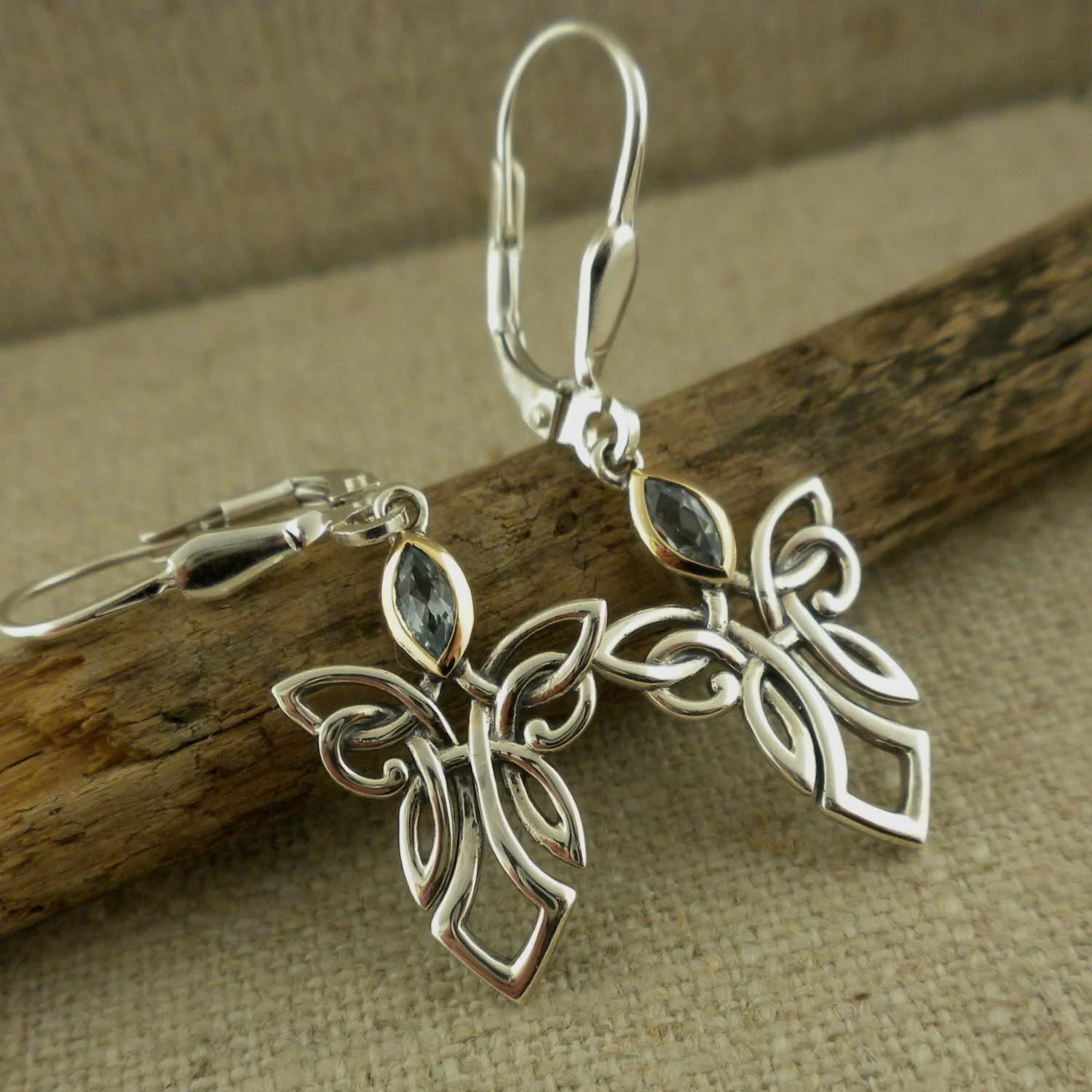 Guardian Angel Earrings with Gem