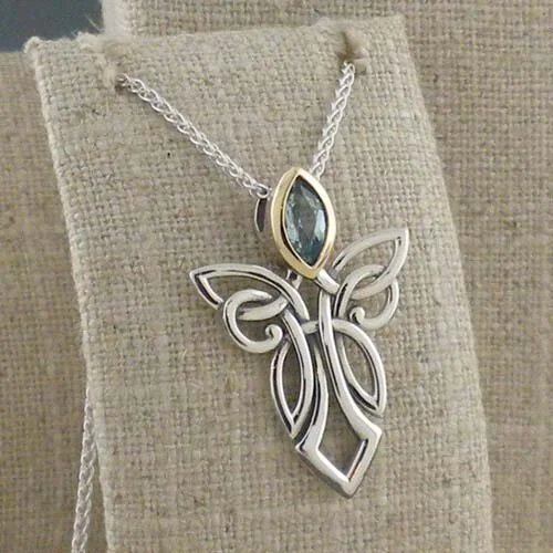 Large Guardian Angel Pendant with Gem
