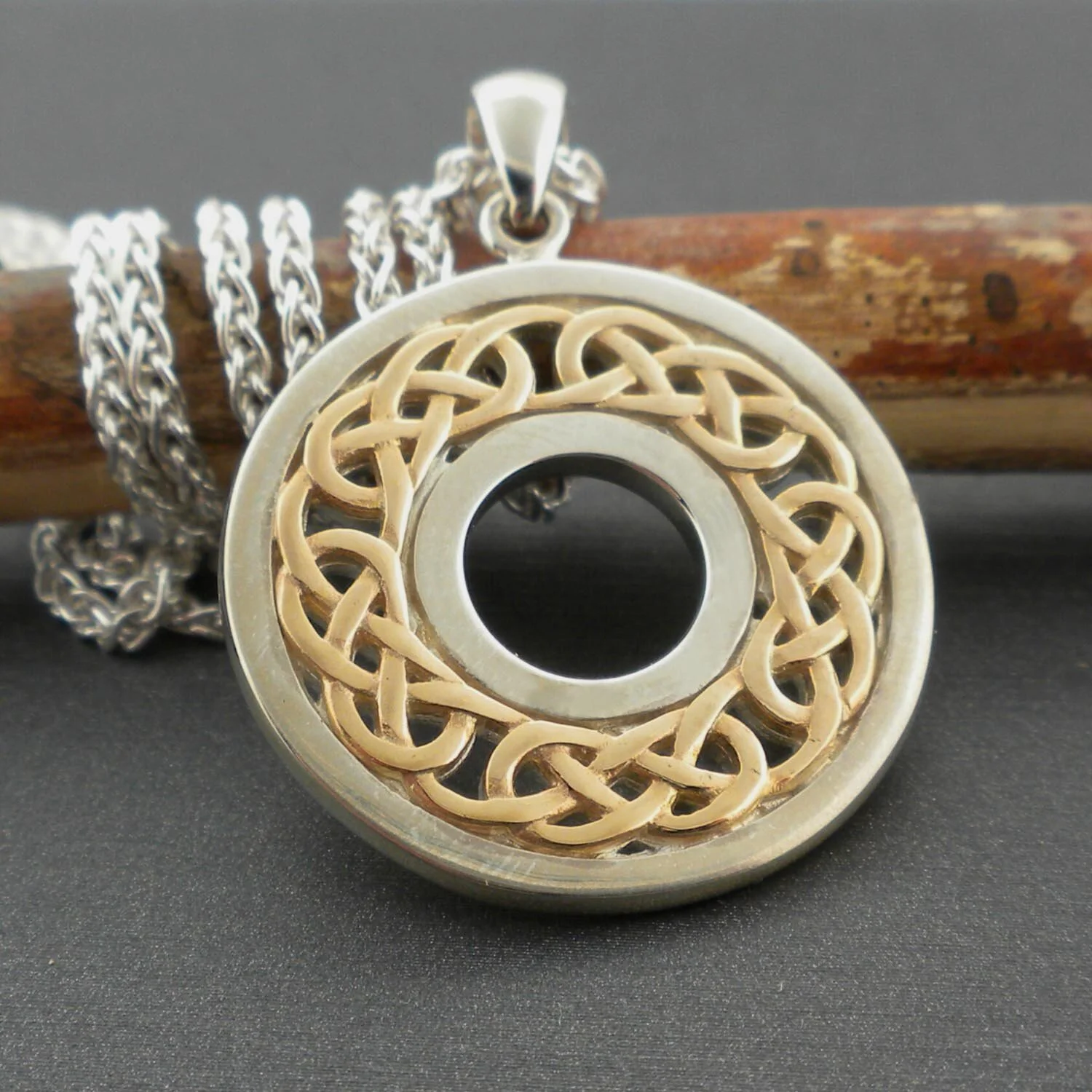 Sterling &amp; 10K Celitc Knot Pendant