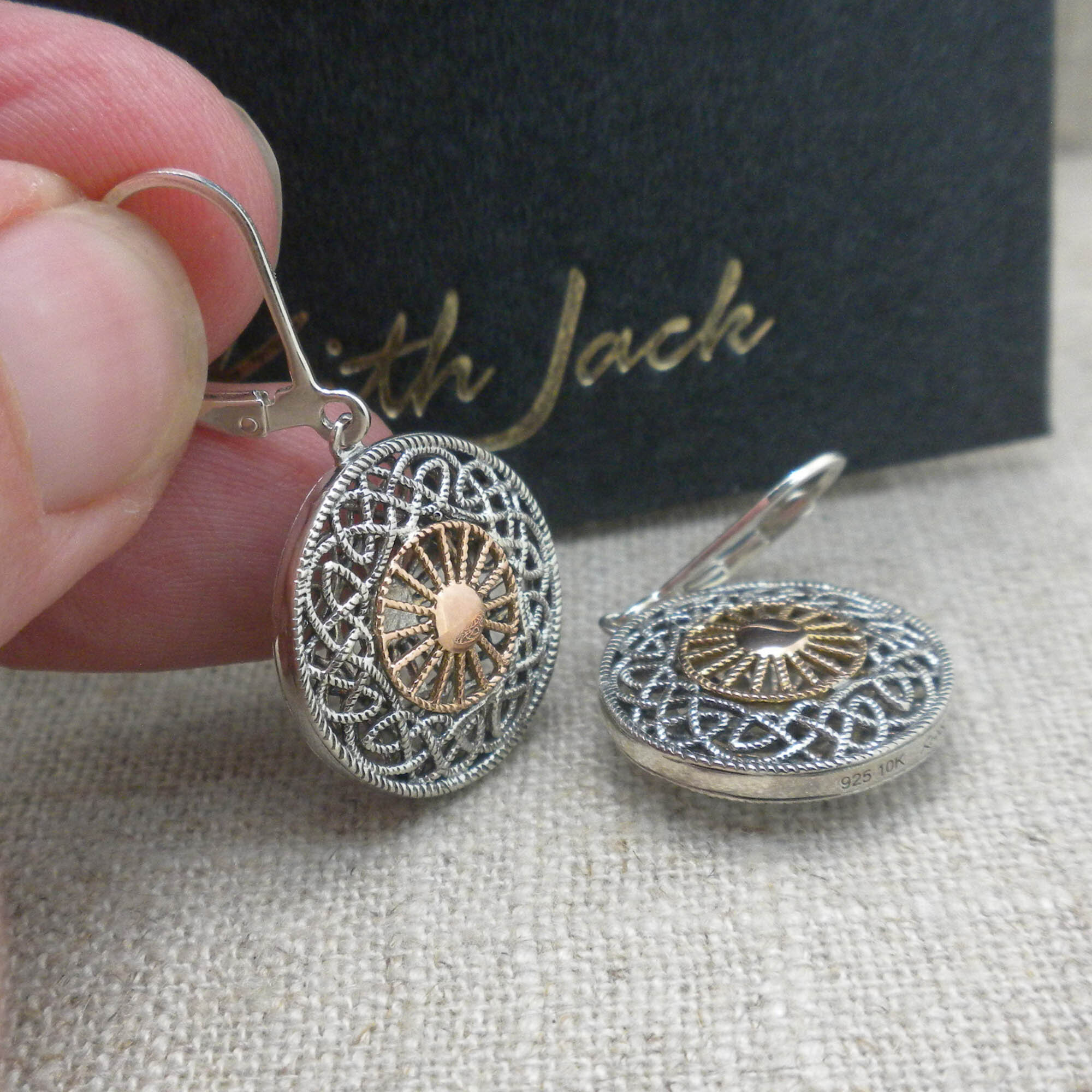 Sterling &amp; Rose Gold Sun Wheel Earrings