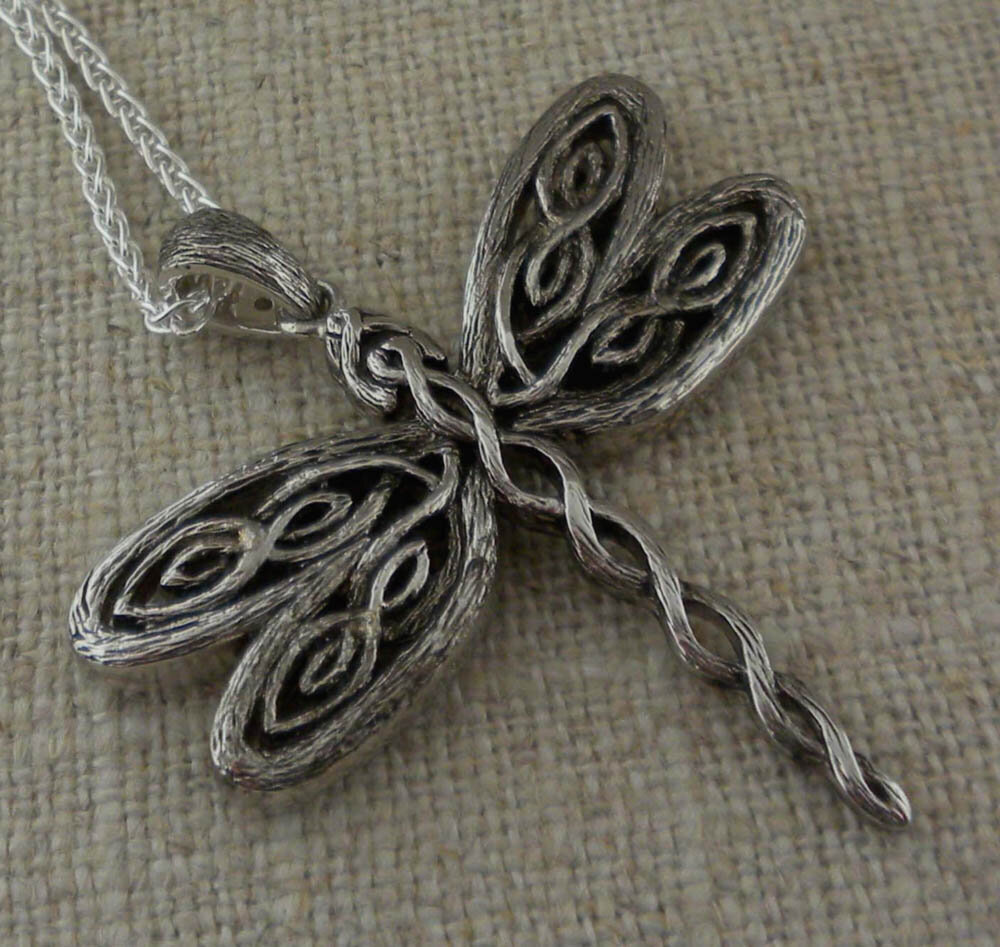 Sterling with Bark detail Dragonfly Pendant (Copy)