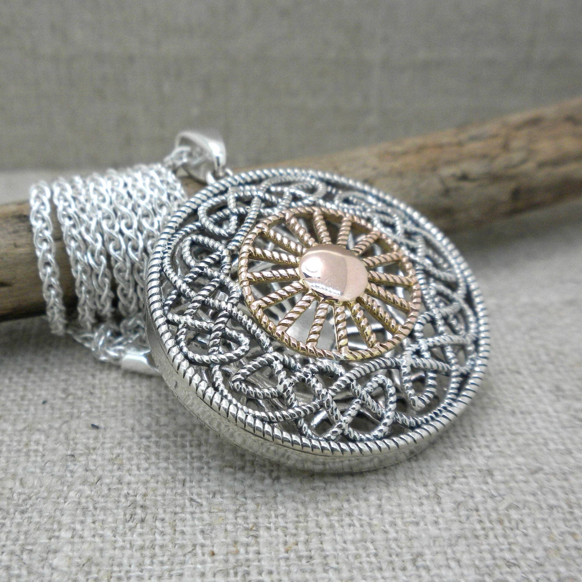 Ashen Rose Celtic Sun Wheel Pendant