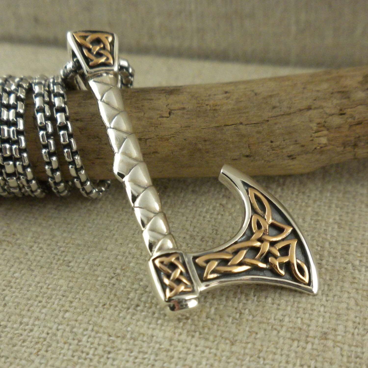 Bronze and Sterling Silver Viking Axe Double Sided
