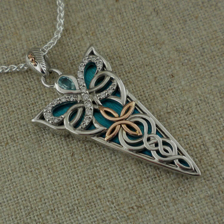 Sterling and Rose Gold Celtic Butterfly Pendant