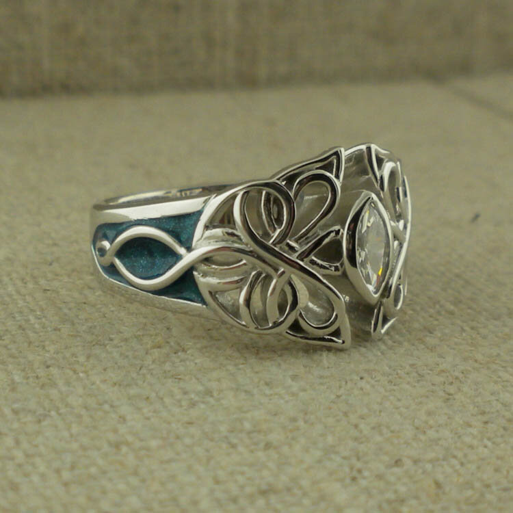 Sterling Silver &amp; Blue Enamel Butterfly Ring by Keith Jack