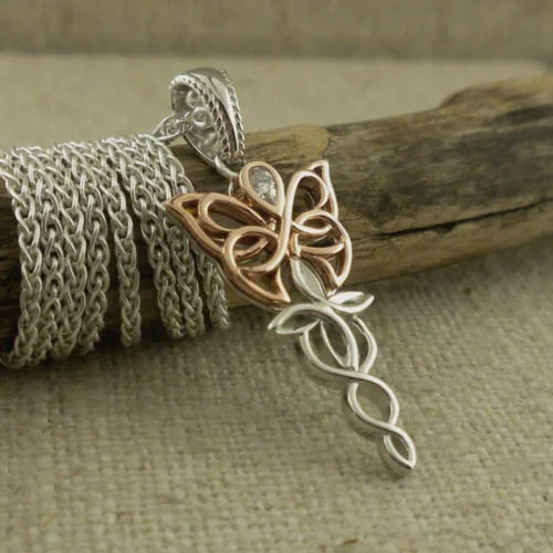 Sterling &amp; Rose Gold Butterfly Pendant