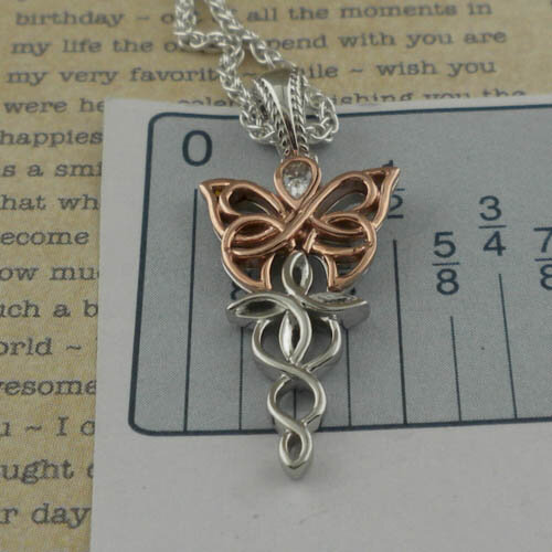 Celtic Butterfly Pendant with Sterling &amp; Rose Gold