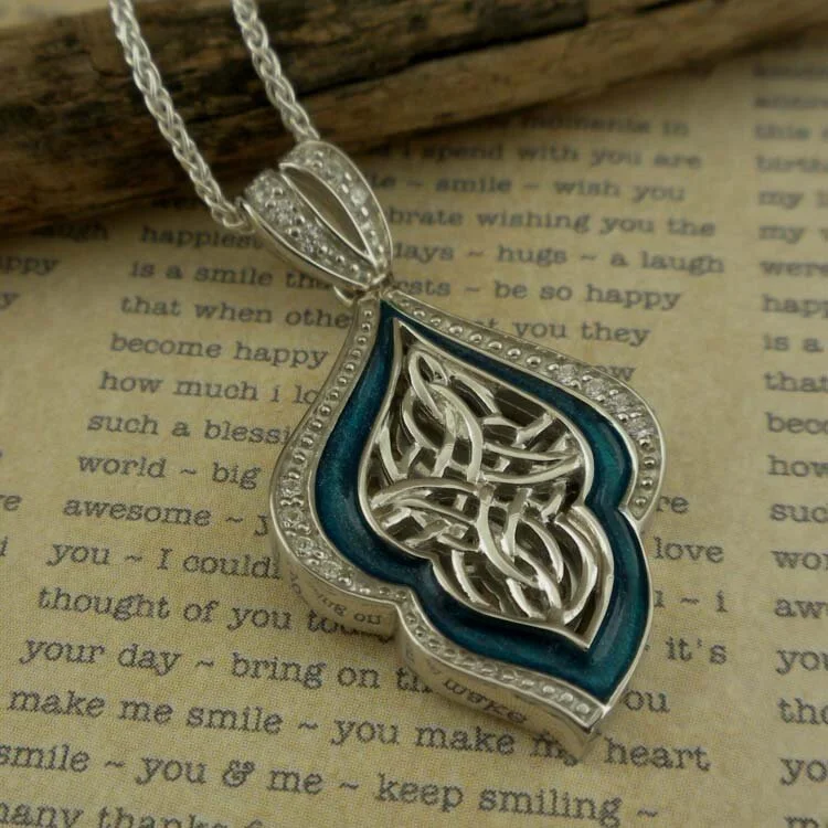 Sterling Silver and Sky Blue Enamel Path of Life Pendant by Keith Jack