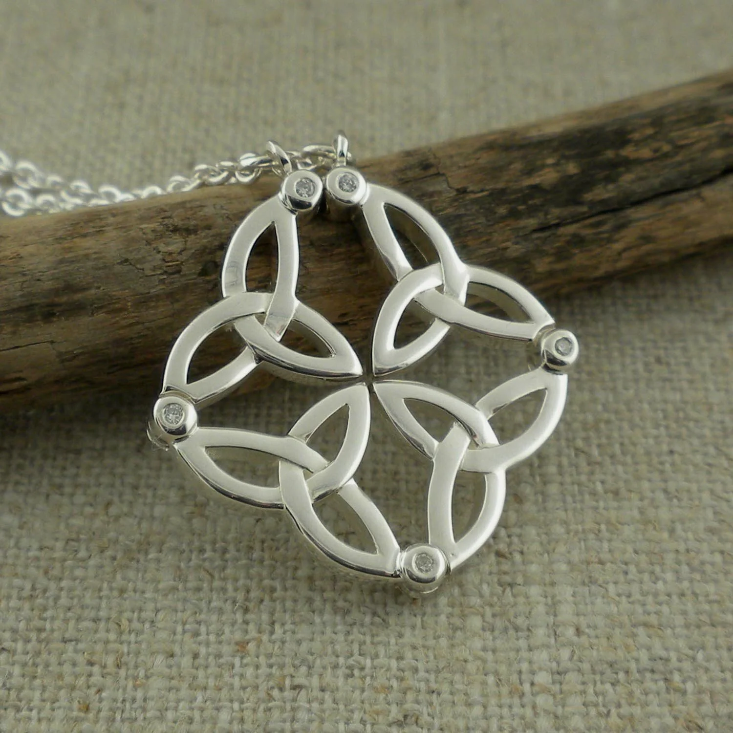 Sterling Silver Diamond Celtic Synergy Pendant