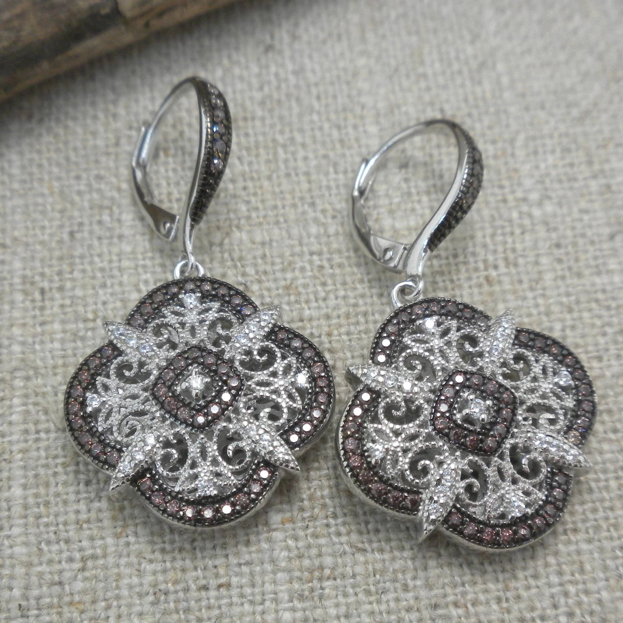 Night and Day Scalloped Celtic Knot Earrings