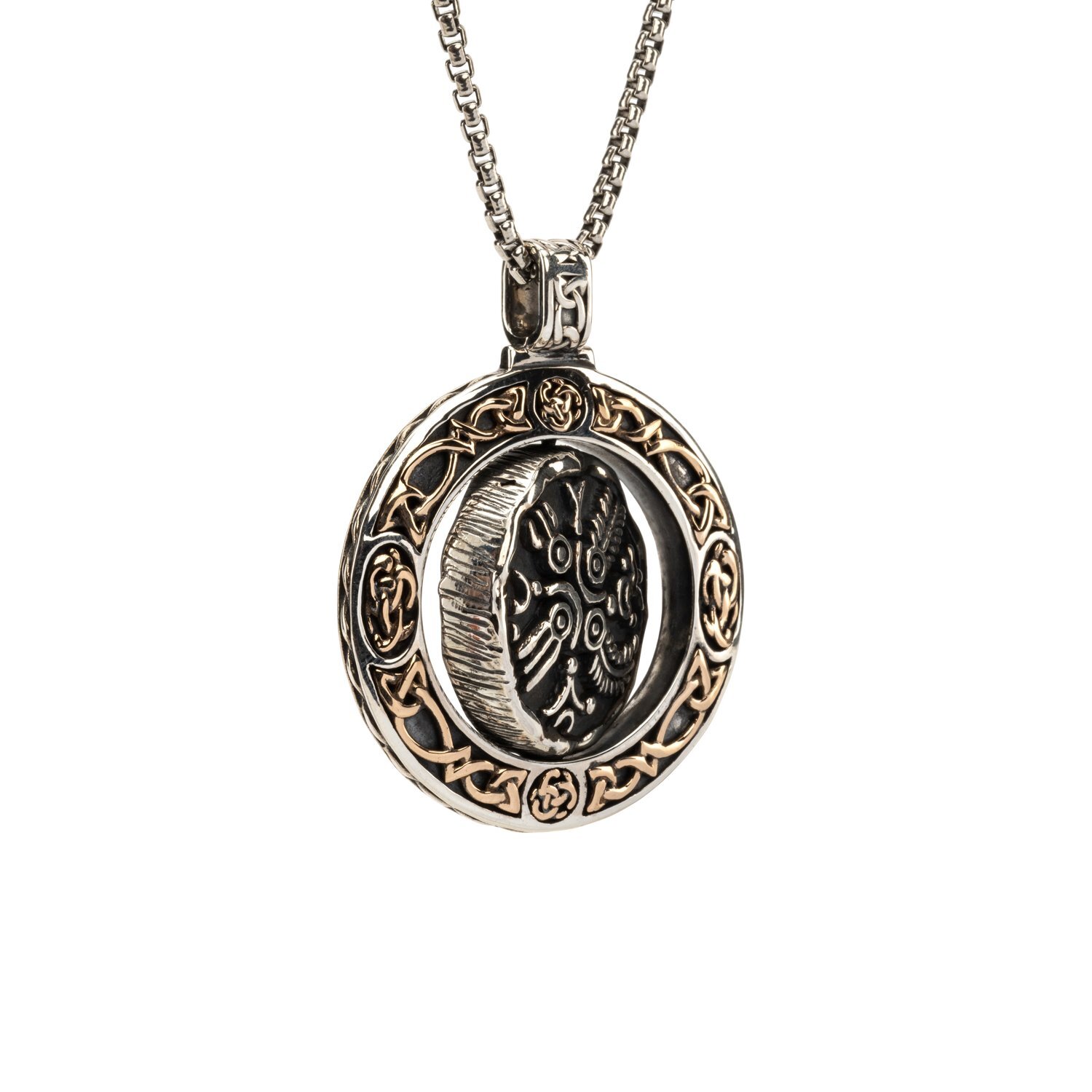 Bronze and Sterling Silver Four Virtues Coin Pendant