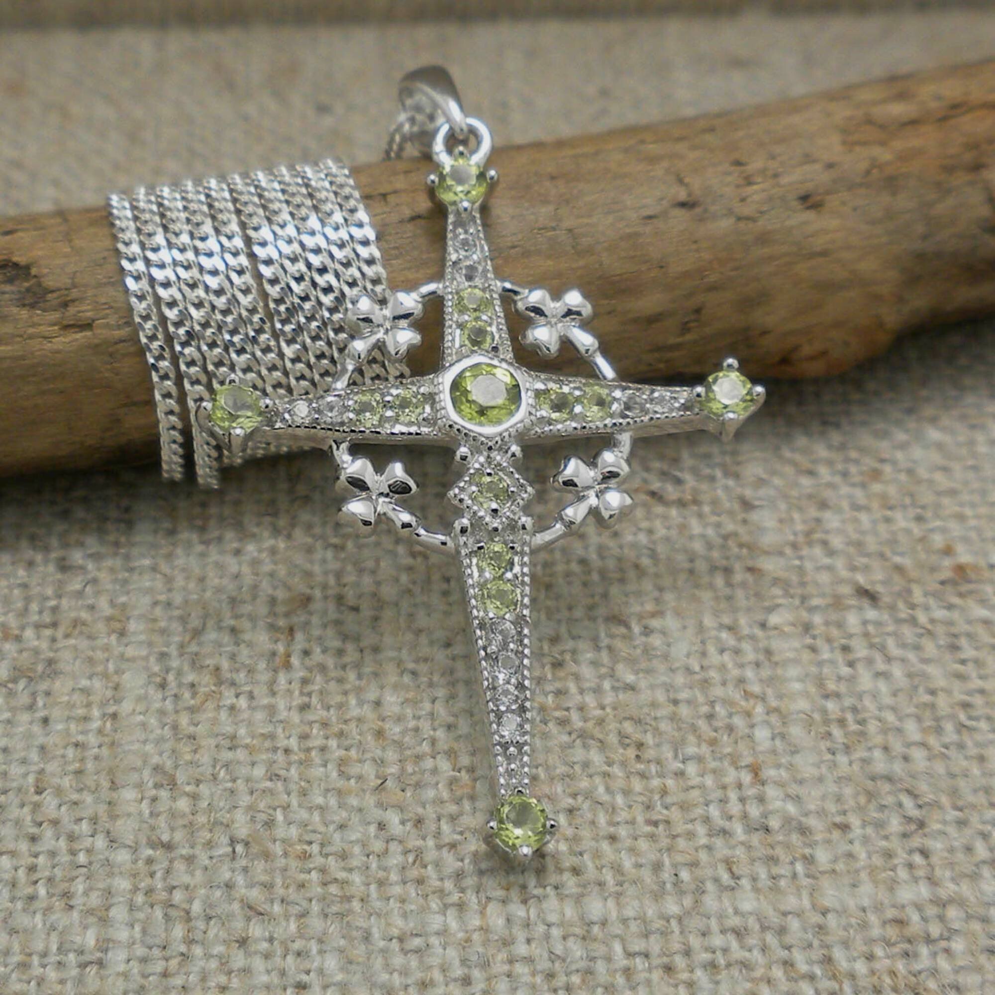 FADO Celtic Cross with Peridots