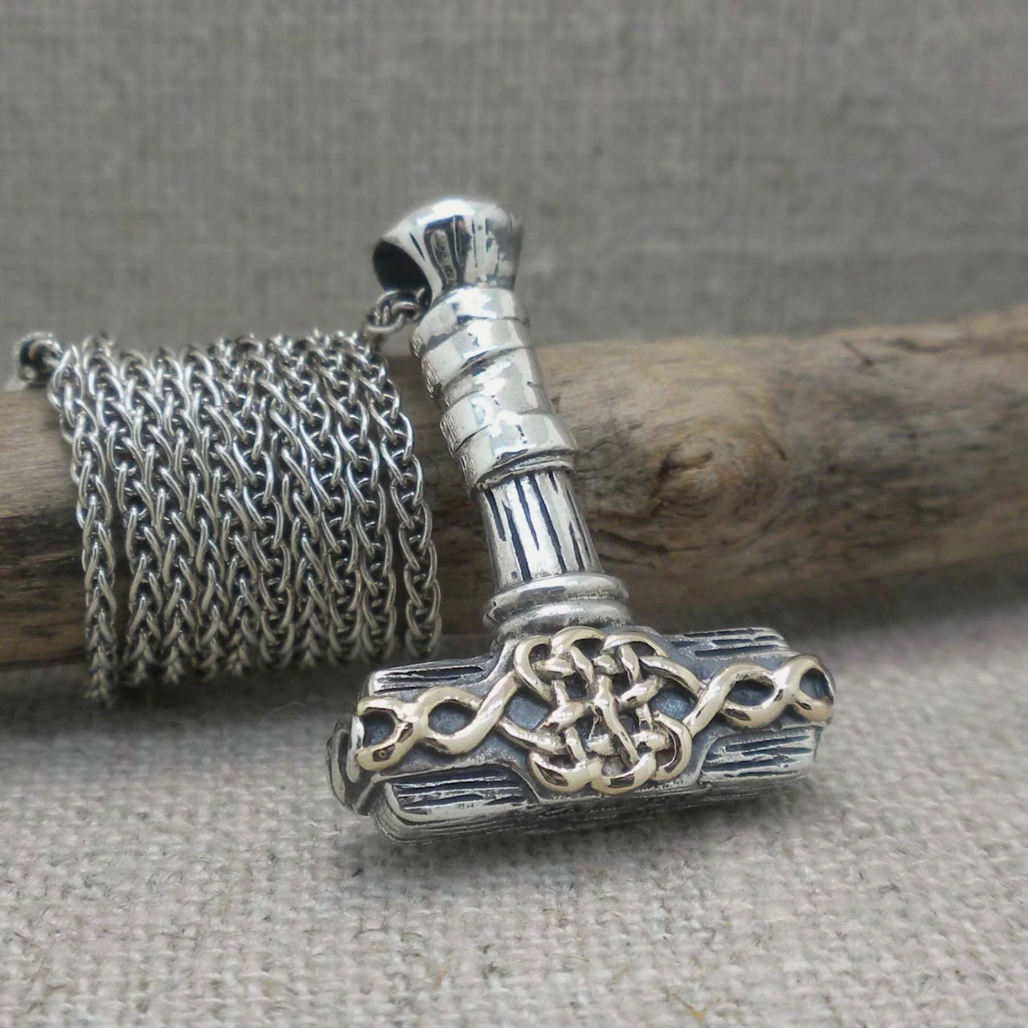 Sterling Silver &amp; 10K Thor's Hammer