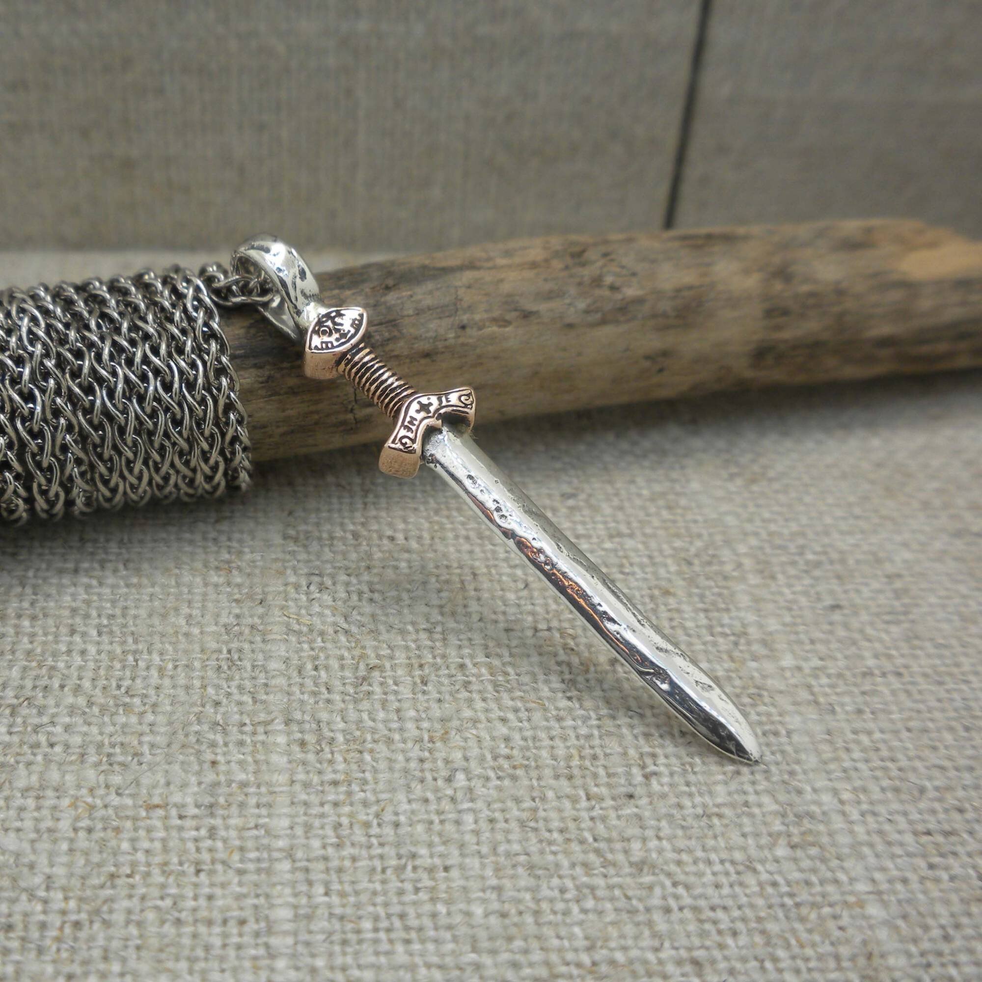 Small Sterling Silver &amp; Bronze Viking Sword