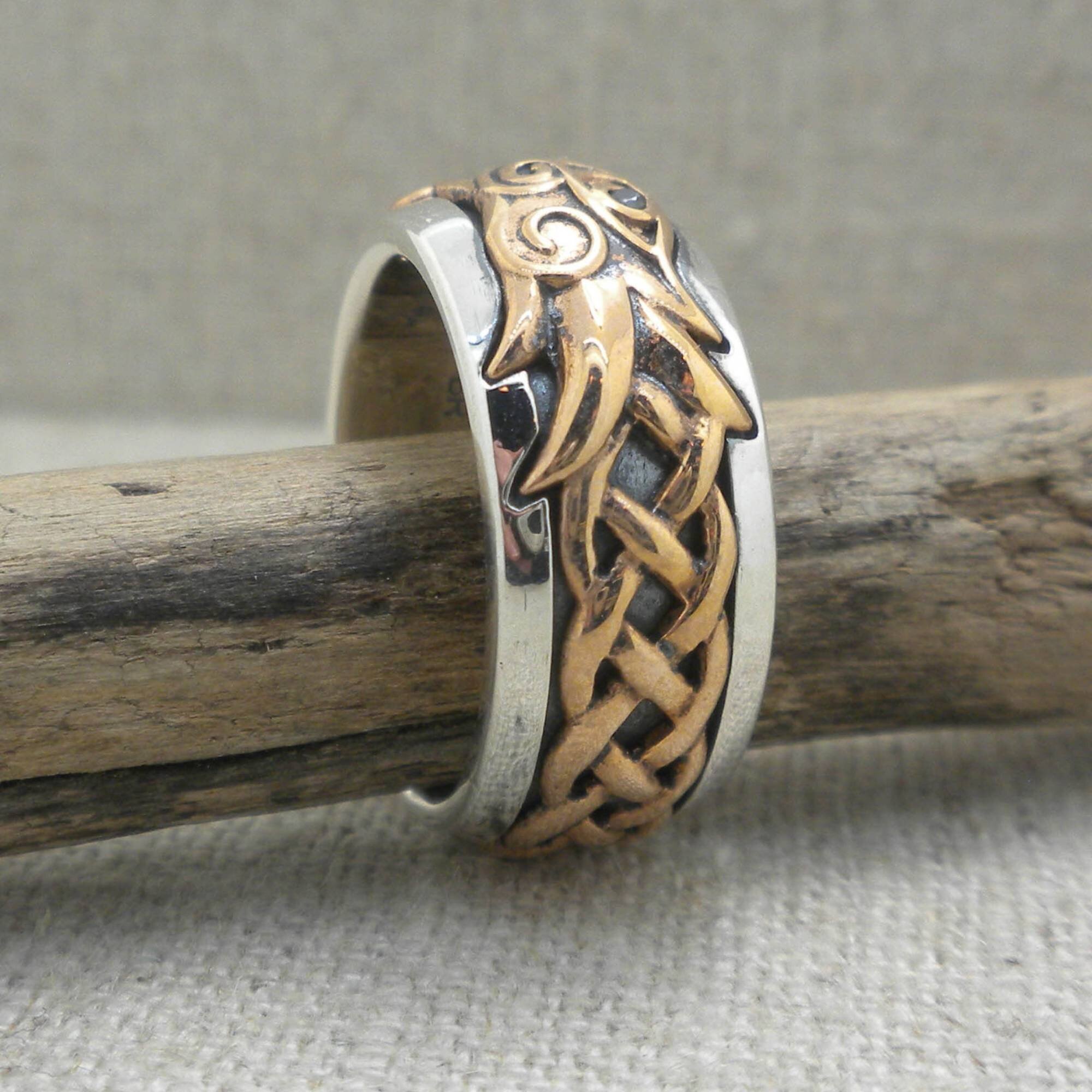 Sterling &amp; Bronze Dragon Ring