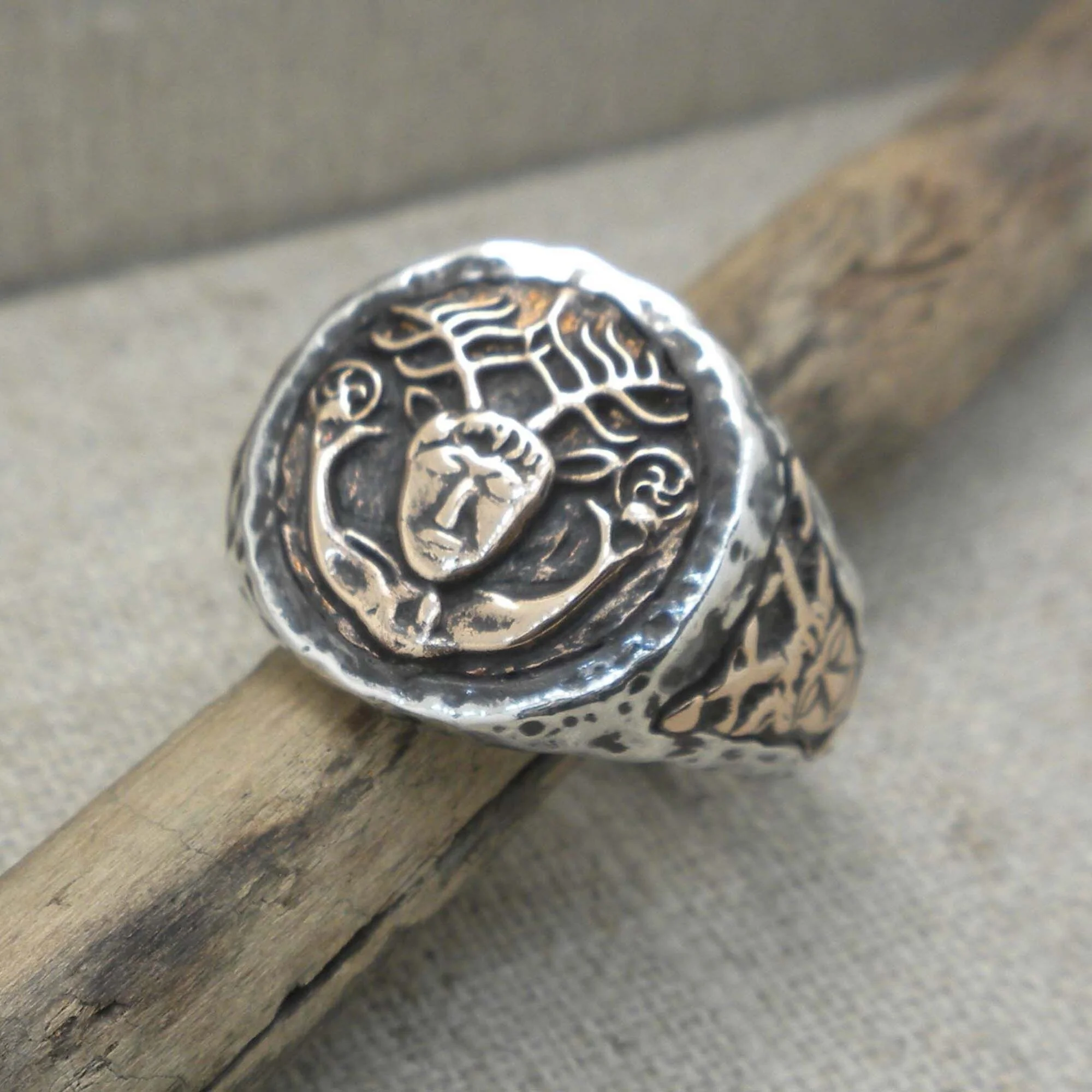 Sterling Silver &amp; Bronze Cernunnos Ring
