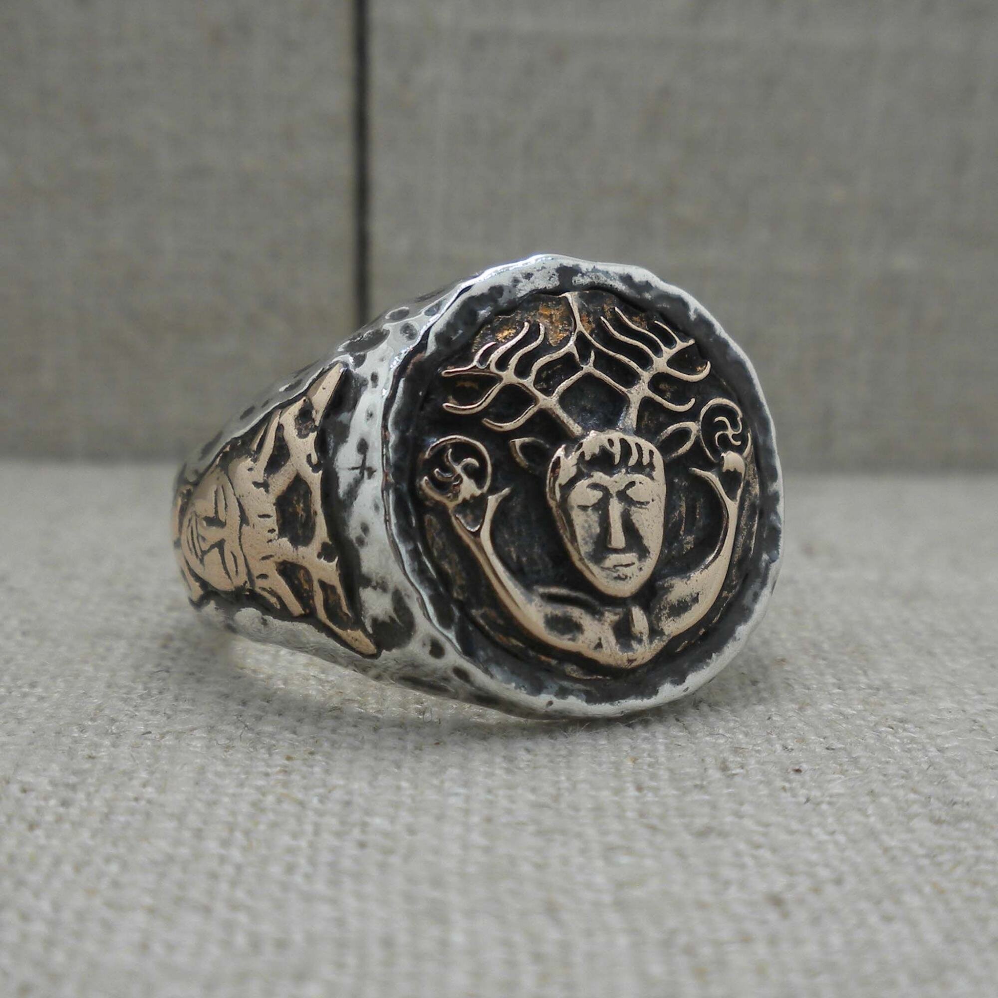 Sterling Silver &amp; Bronze Cernunnos Ring