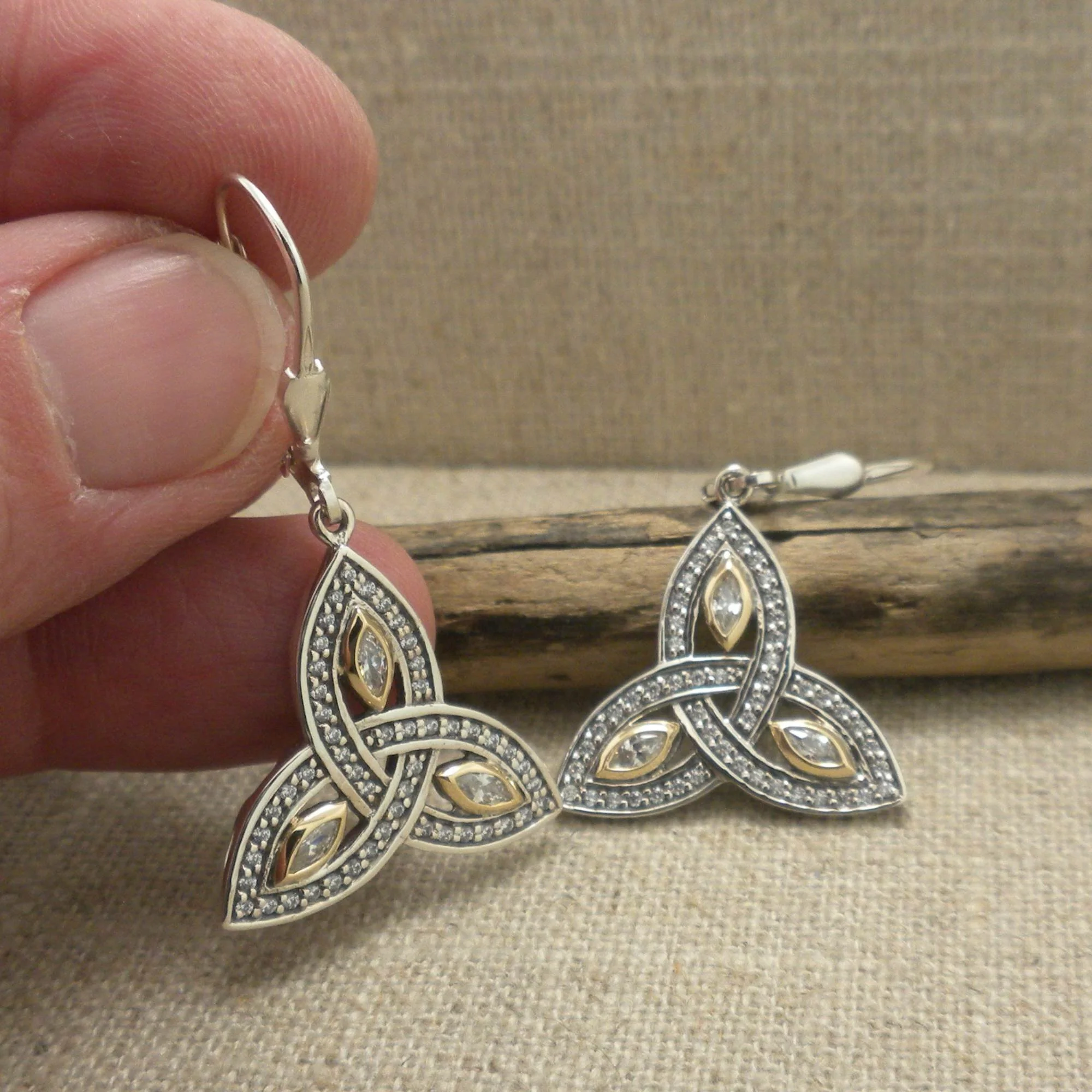 Celtic Trinity Knot with Marquise CZs Earrings
