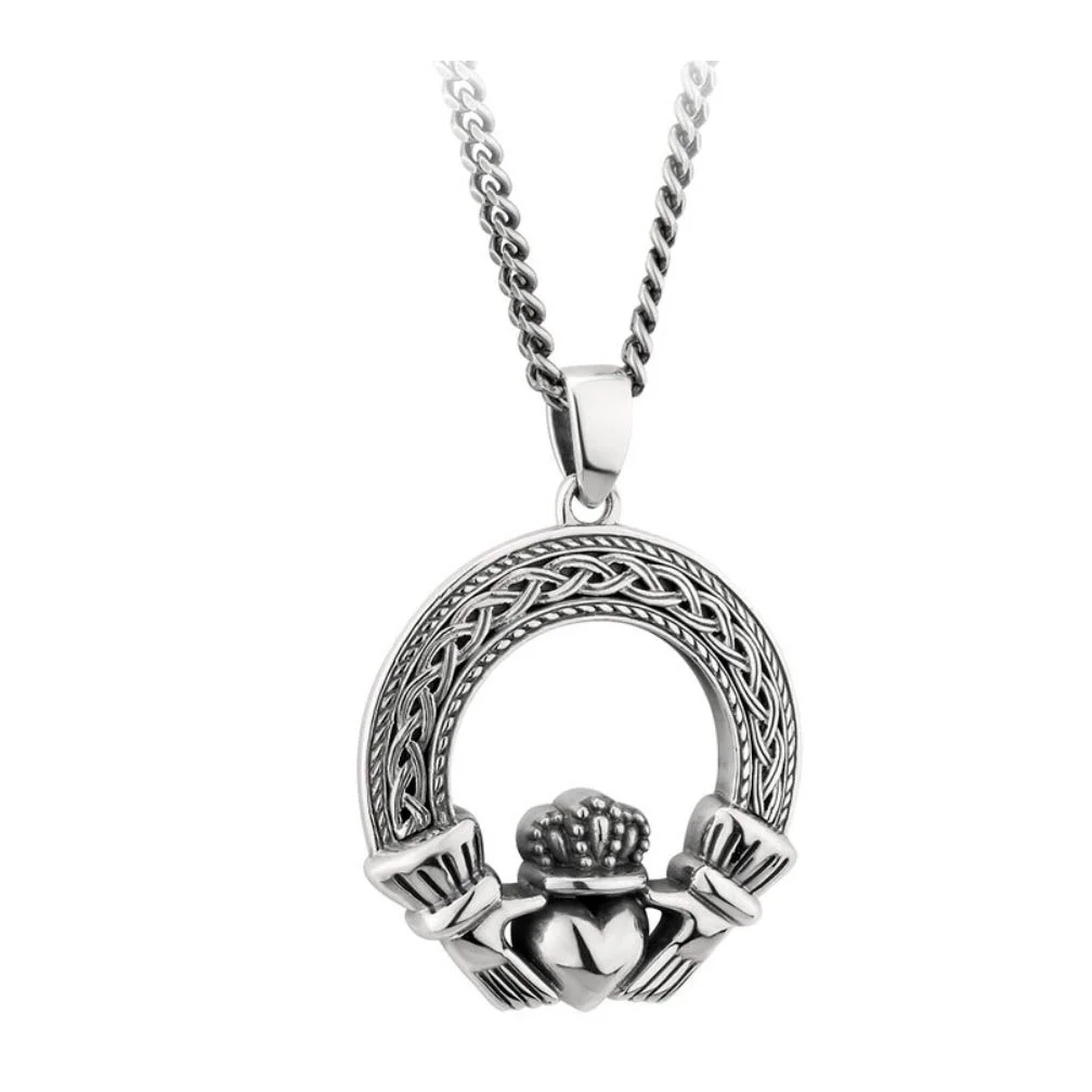 Sterling Silver Heavy Claddagh Pendant