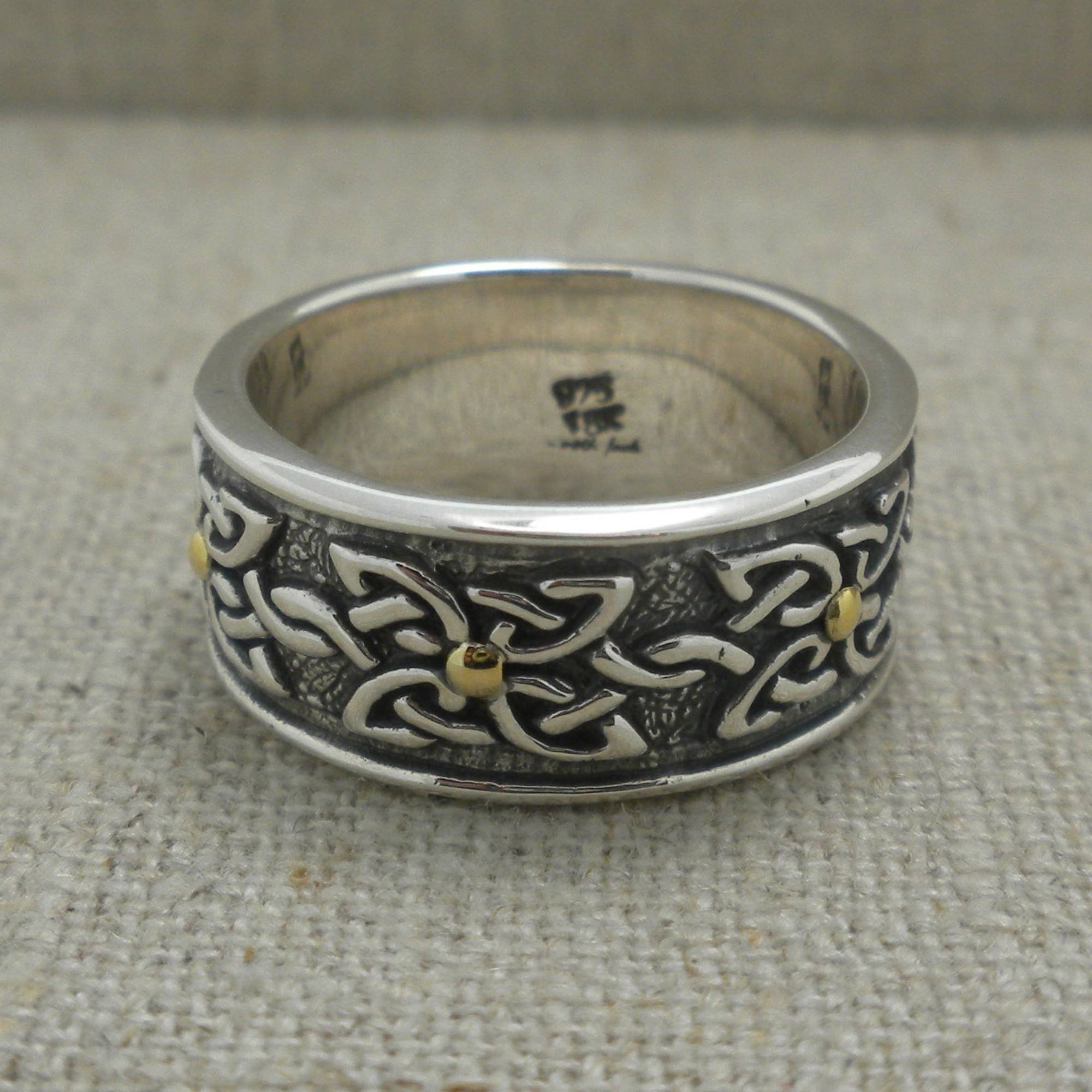 11 mm Sterling Silver and 18K Celtic Wedding Ring