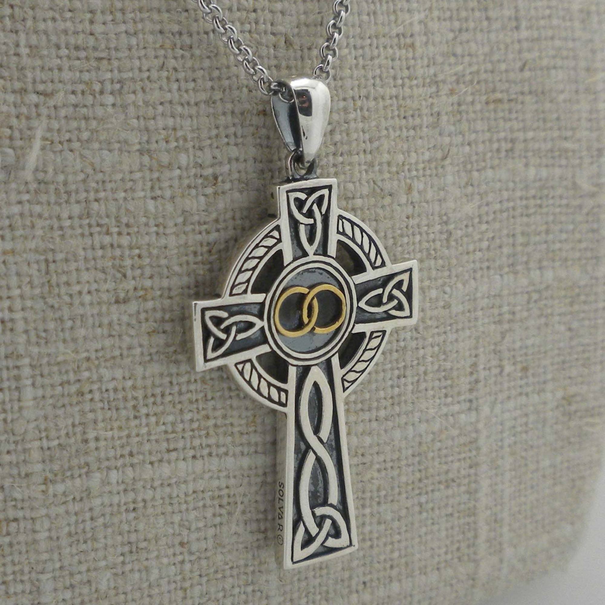 Solvar Celtic Cross with Wedding Rings