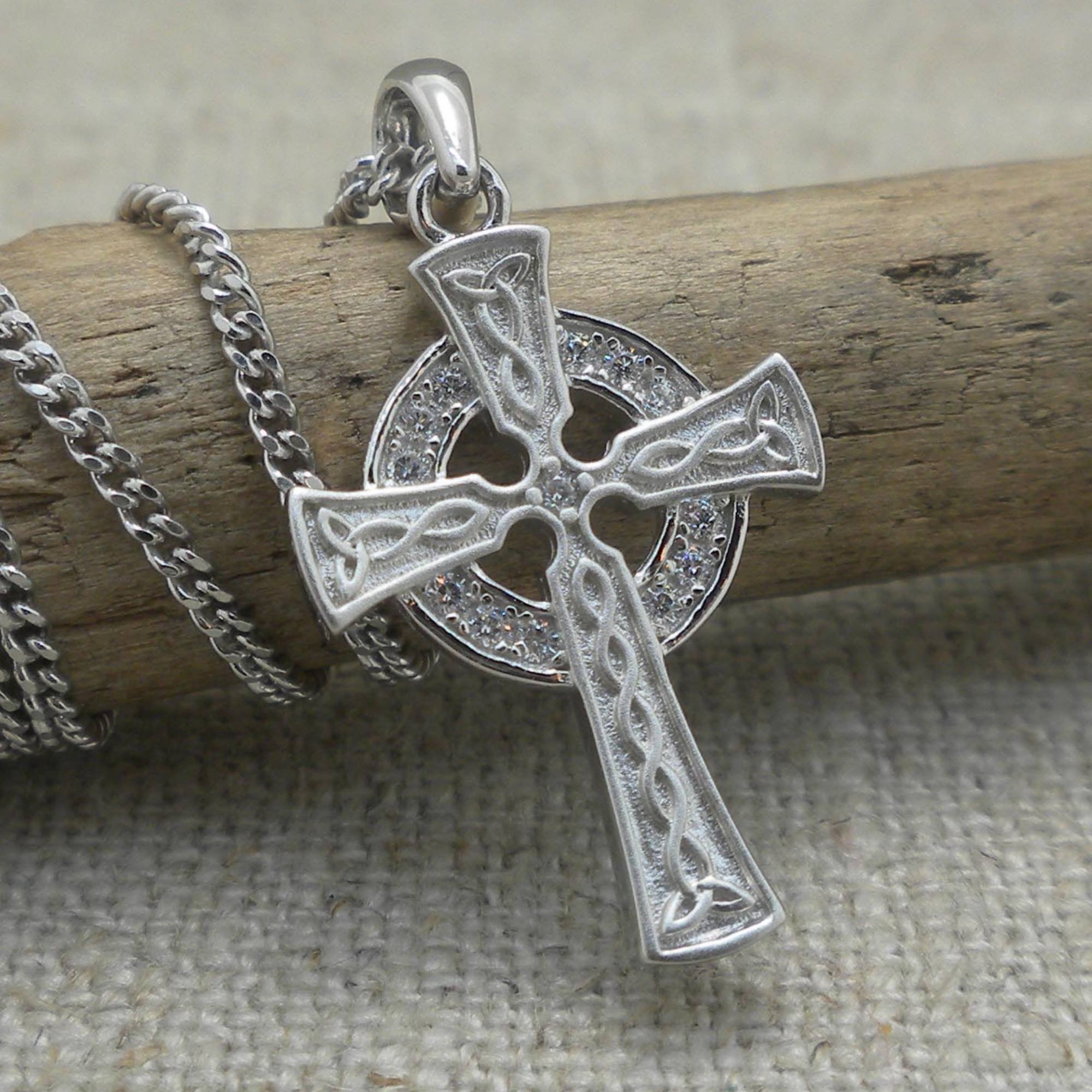 Small Celtic Cross Pendant with CZs