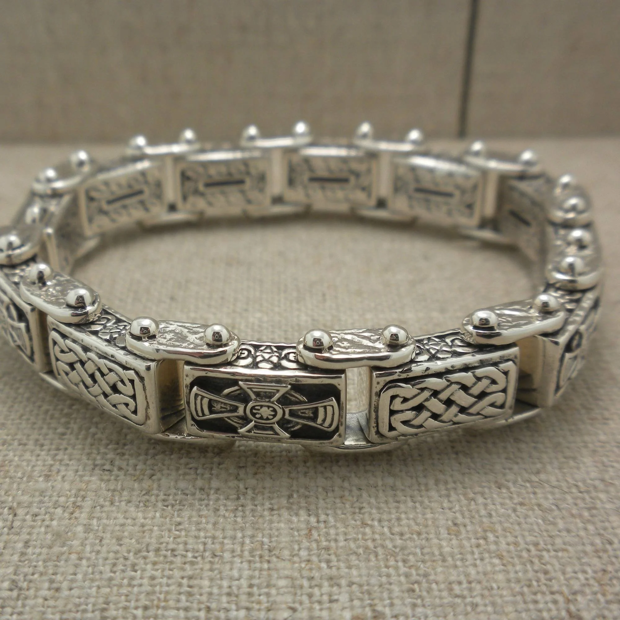 Sterling Silver Celtic Cross &amp; Celtic Knot Bracelet
