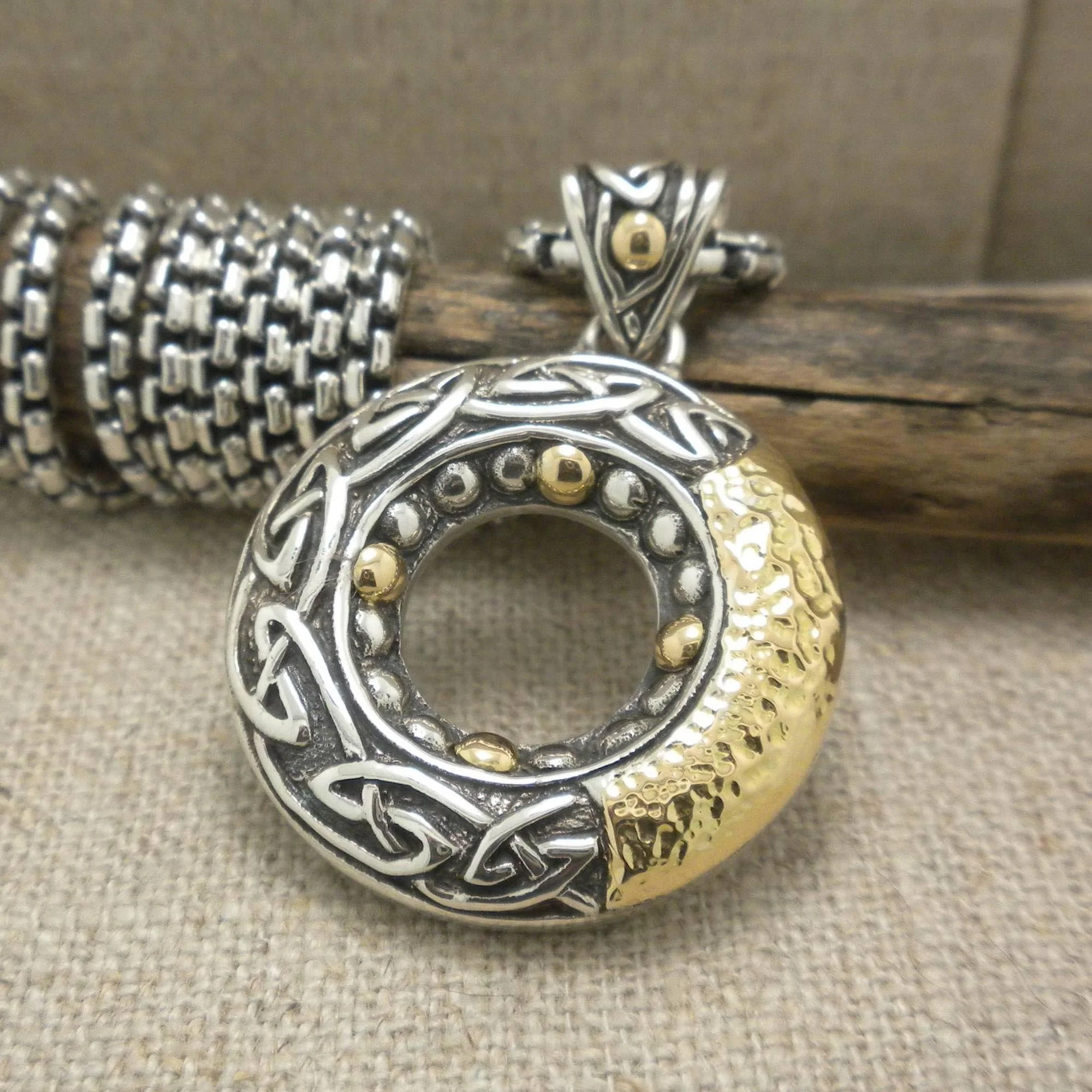 Sterling Silve Celtic Knot Solstice Pendant with 18K Accent