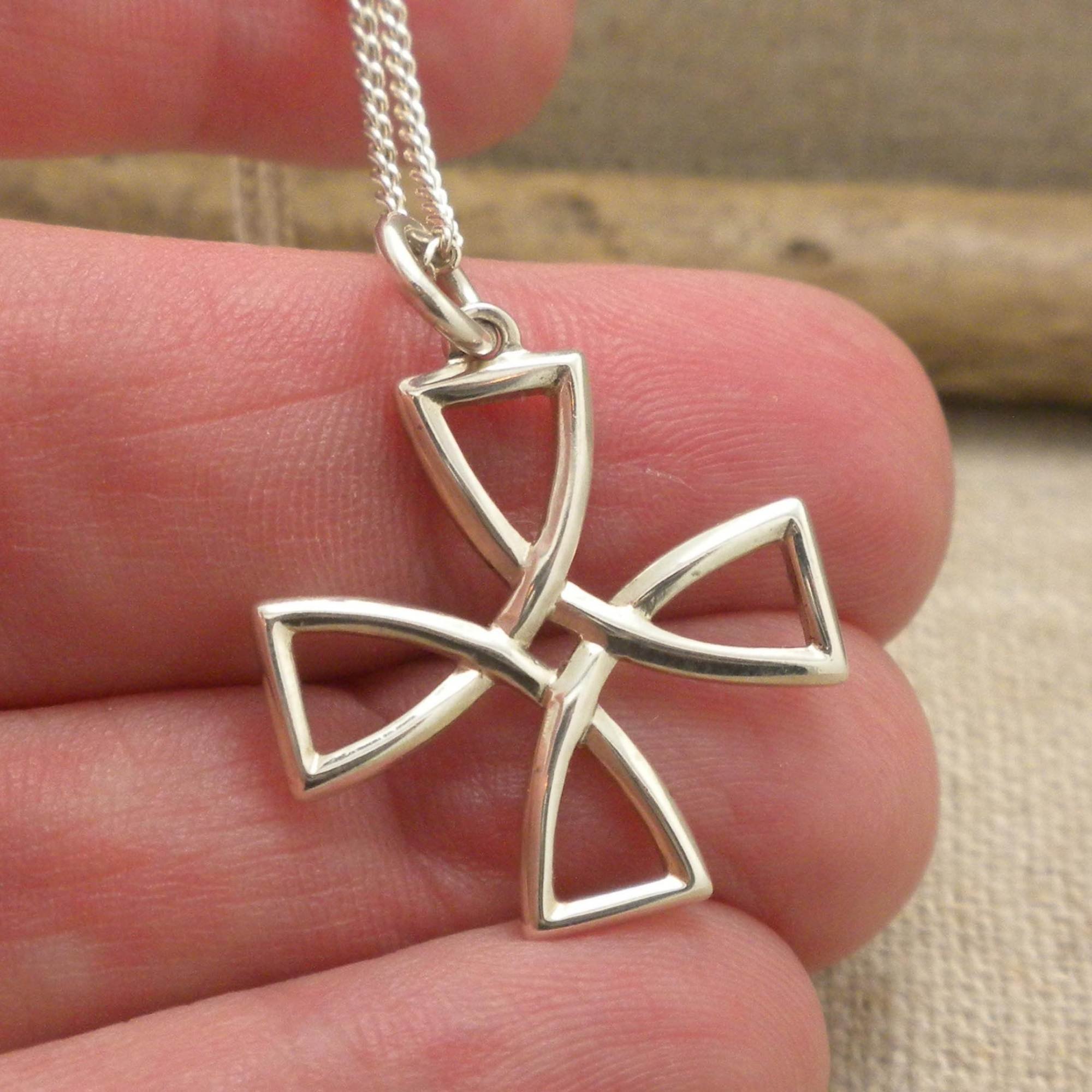 Irish Sterling Silver Celtic White's Cross
