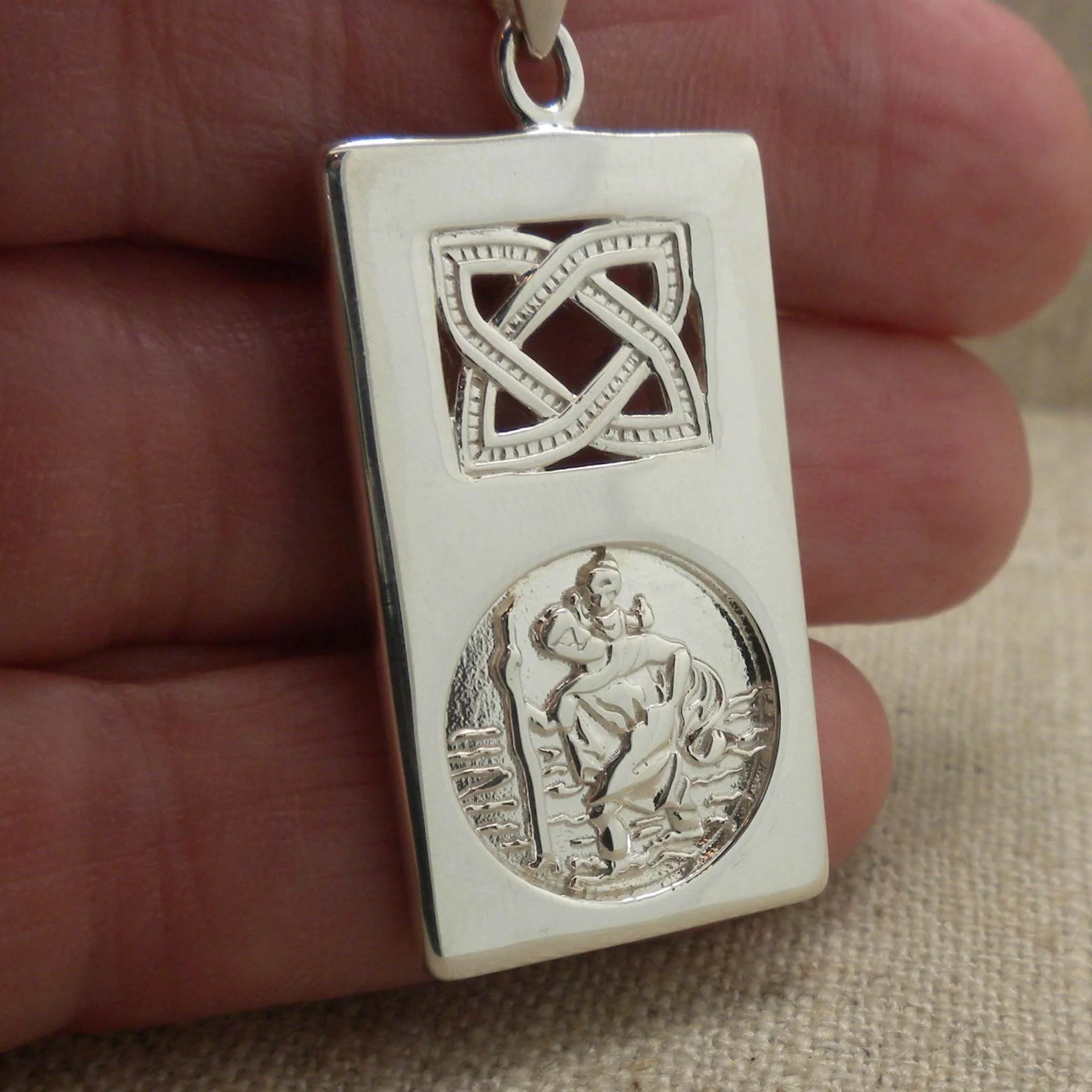 Sterling Silver St. Christopher Celtic Knot Pendant