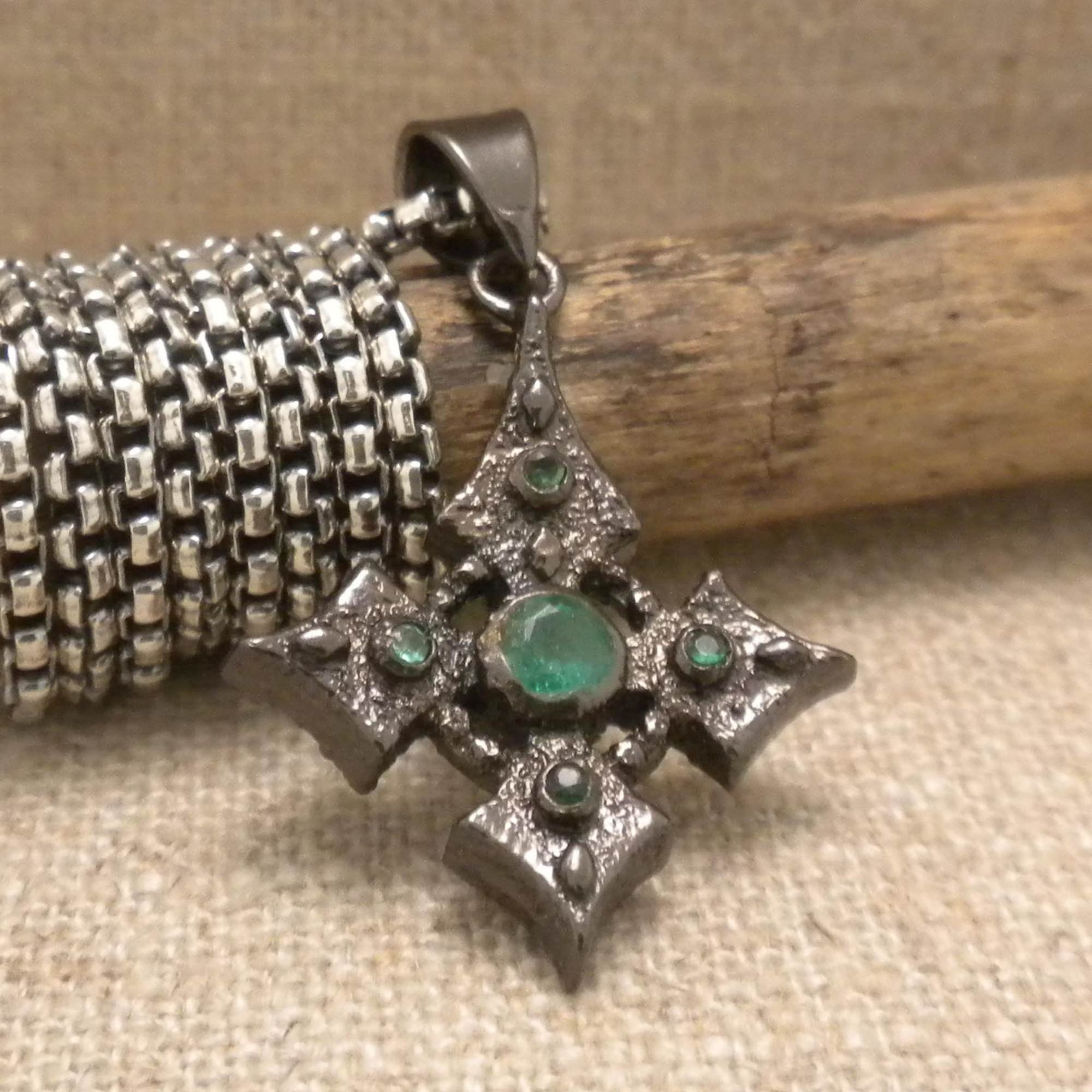 Celtic Cross with Emeralds