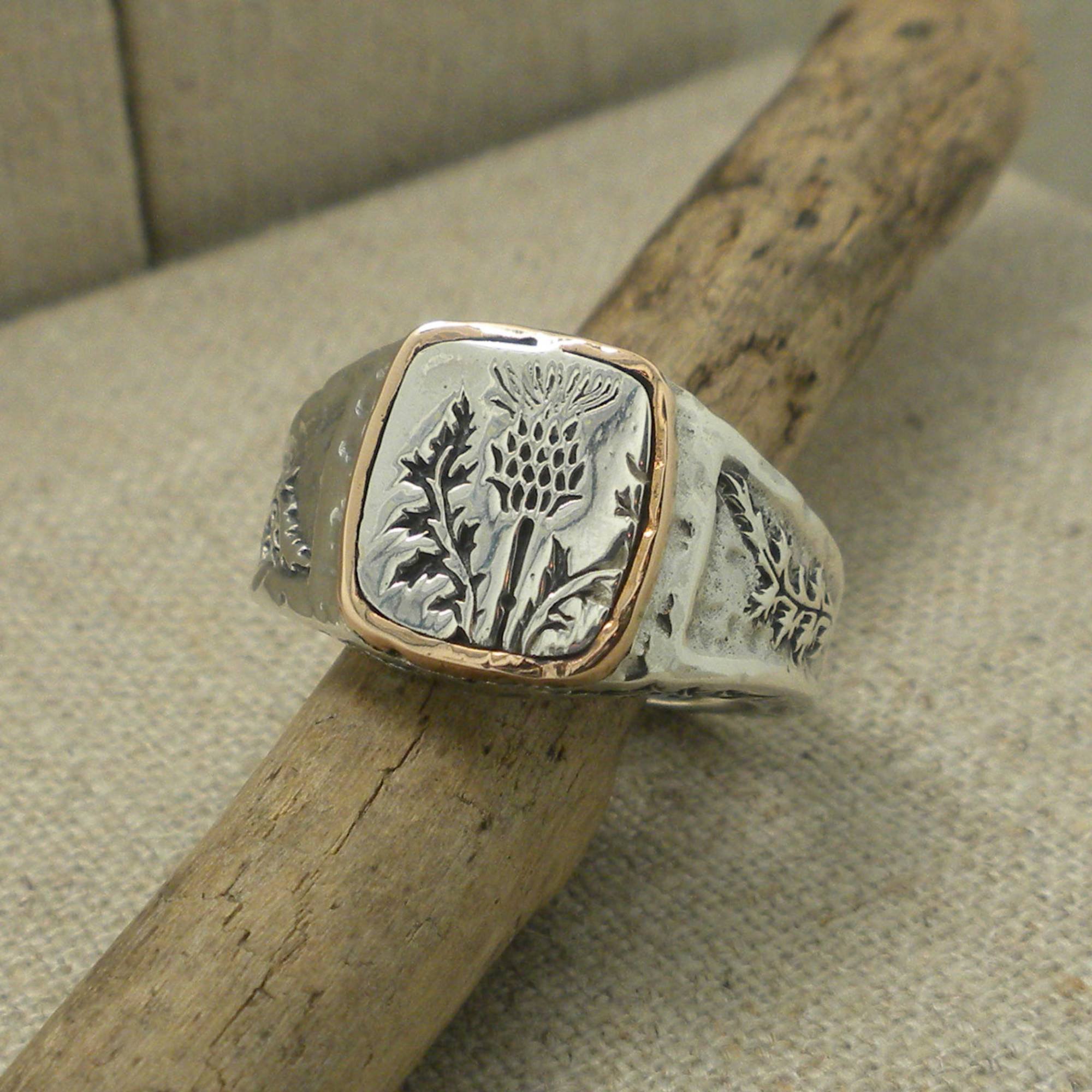 Petrichor Signet Ring with Thistle