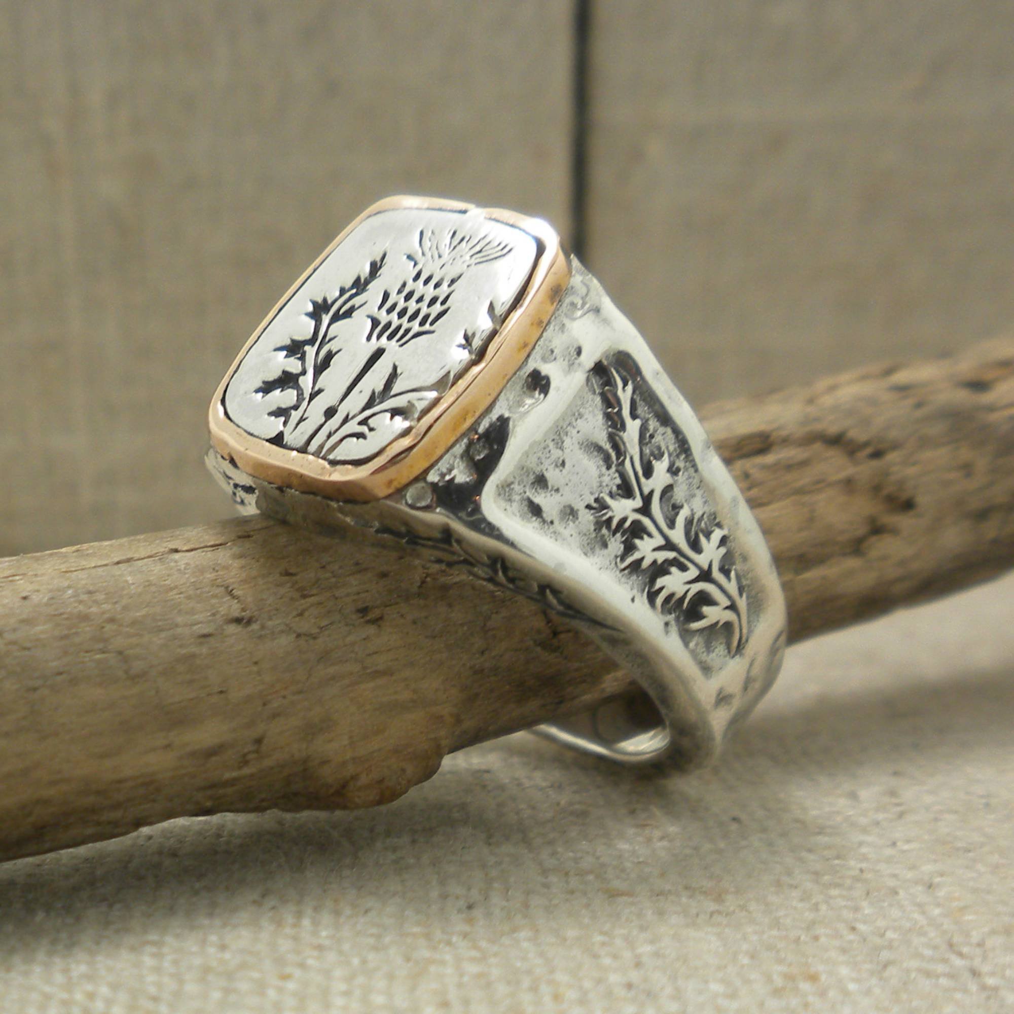 Bronze and Sterling Signet Ring