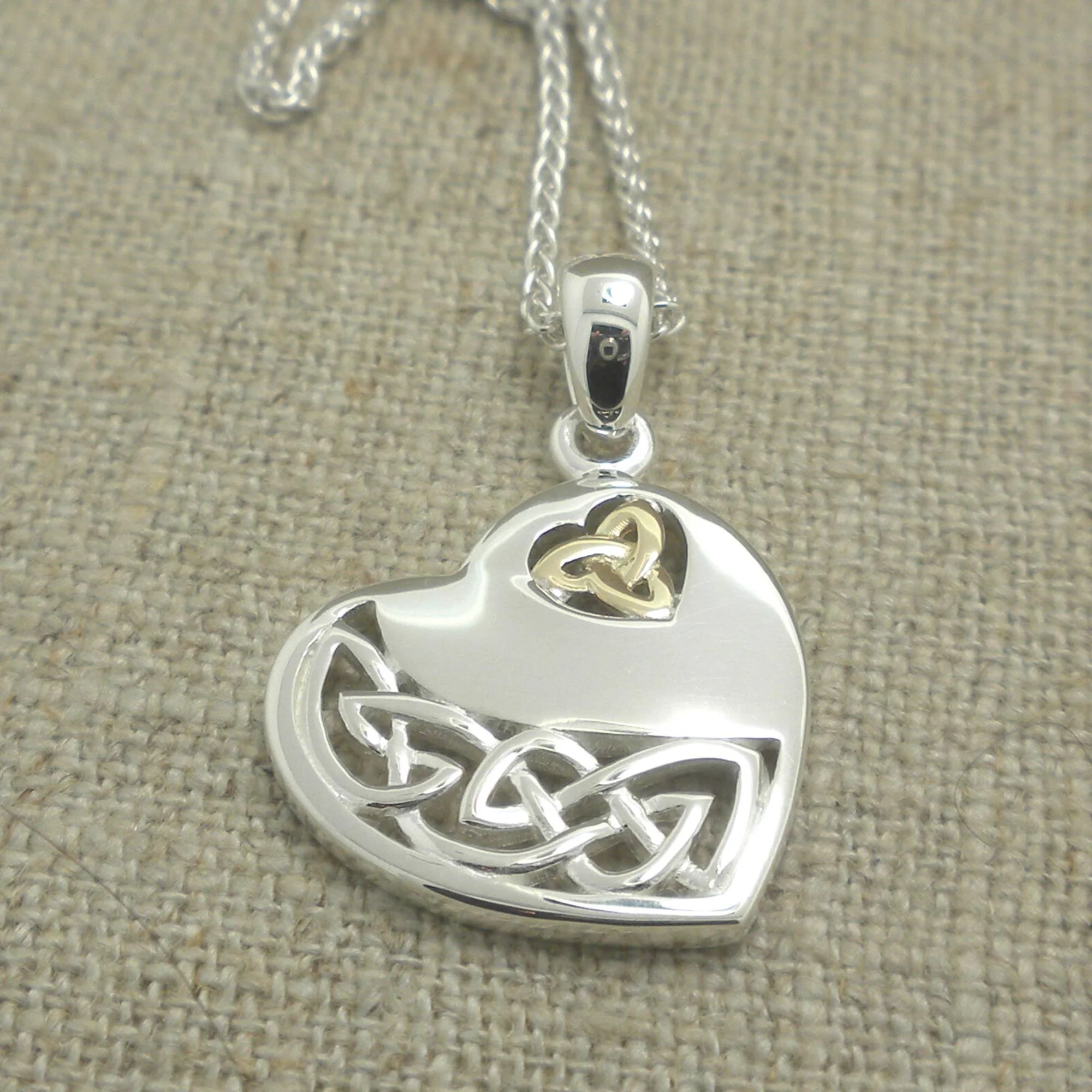 Celtic Heart Pendant with 10K Trinity Knot
