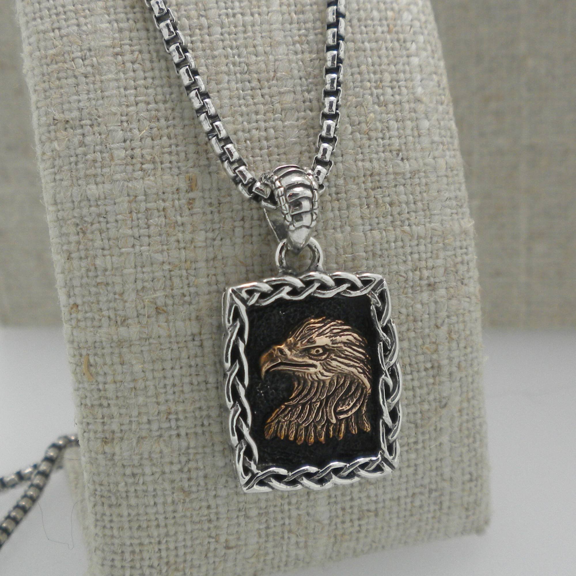 Sterling and Bronze Eagle Pendant