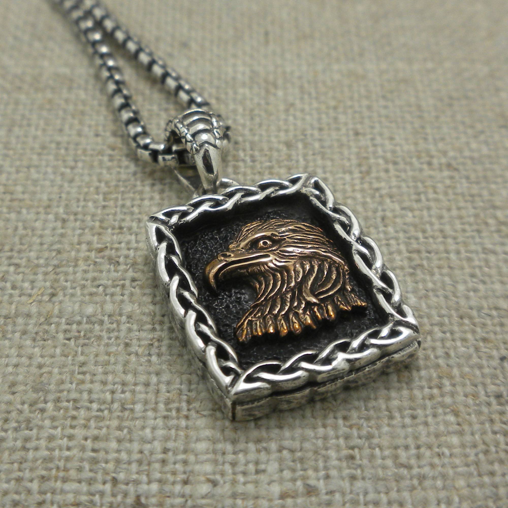 Sterling and Bronze Petrichor Eagle Pendant