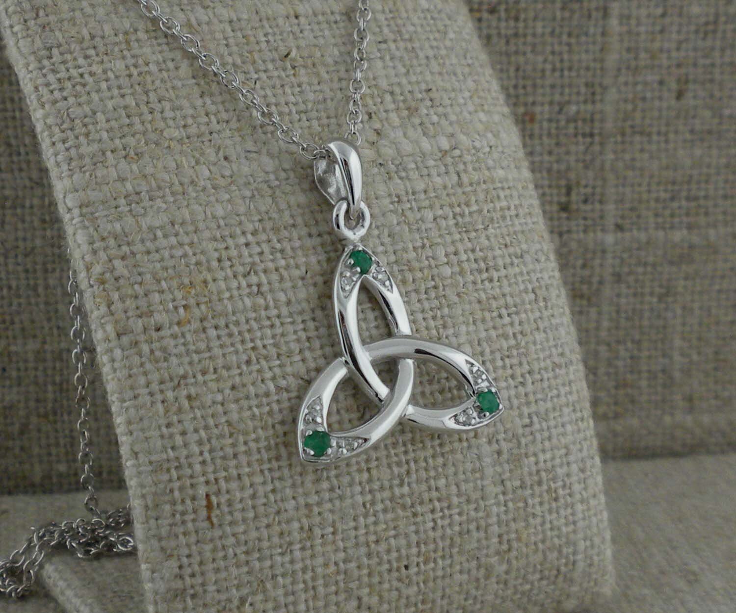 Trinity Knot Pendant with Emeralds