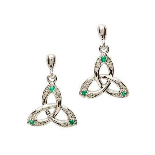 Trinity Knot with Emeralds Earrings