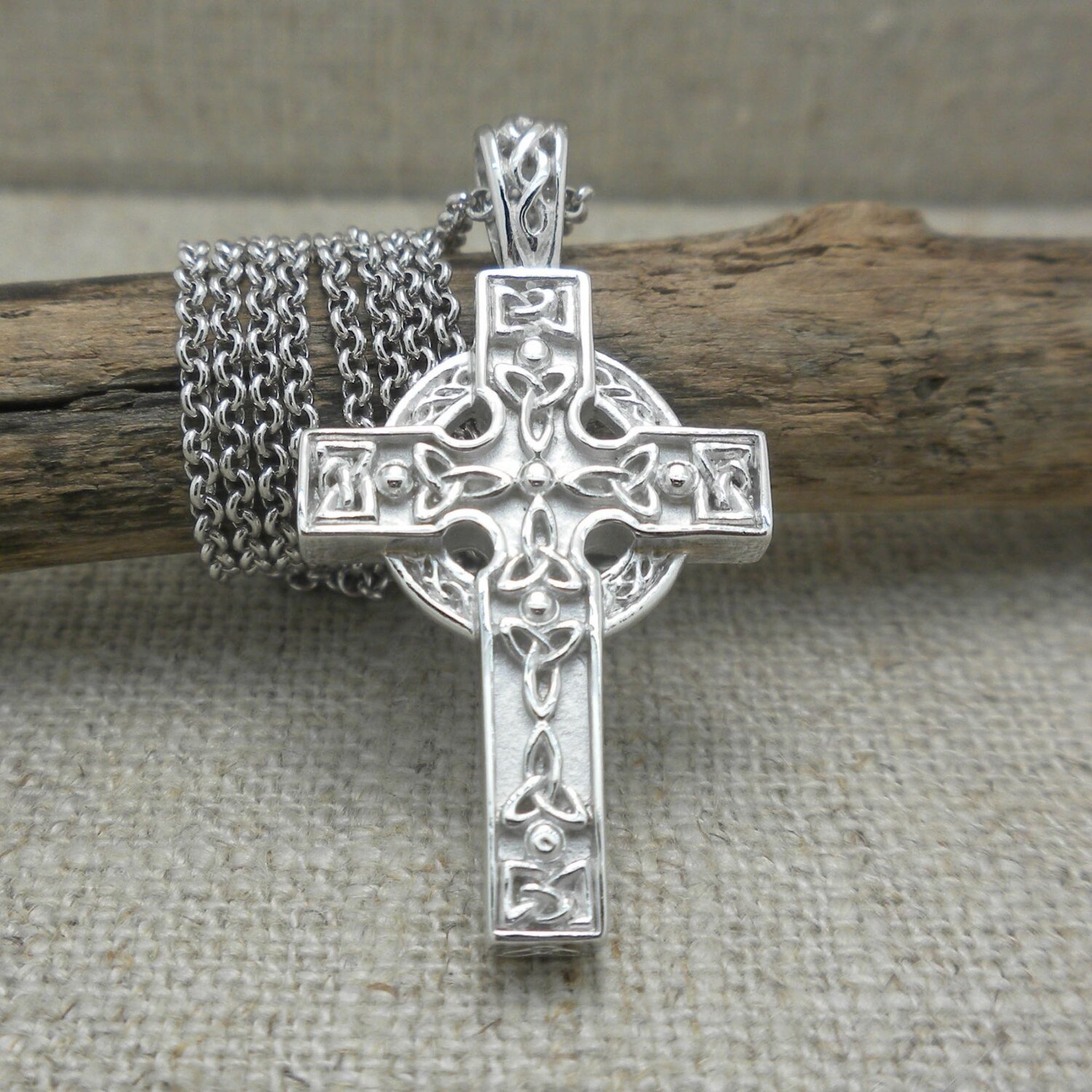 Sterling Silver Celtic Trinity Cross by Solvar