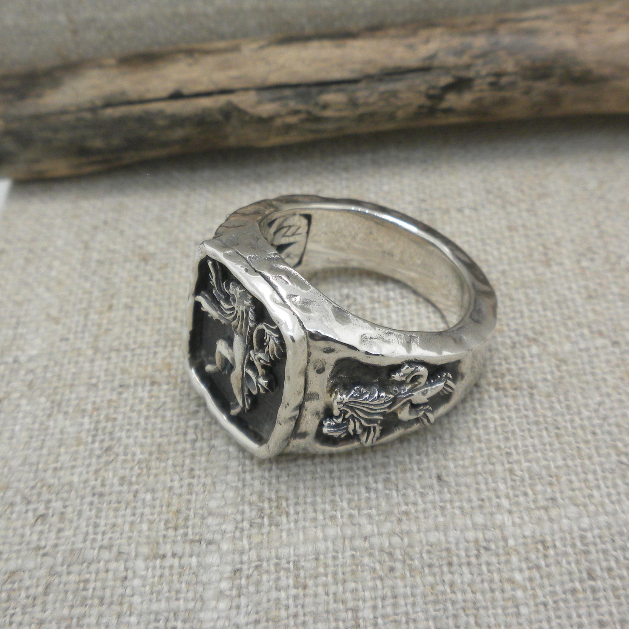 Sterling Silver Lion Rampant Ring