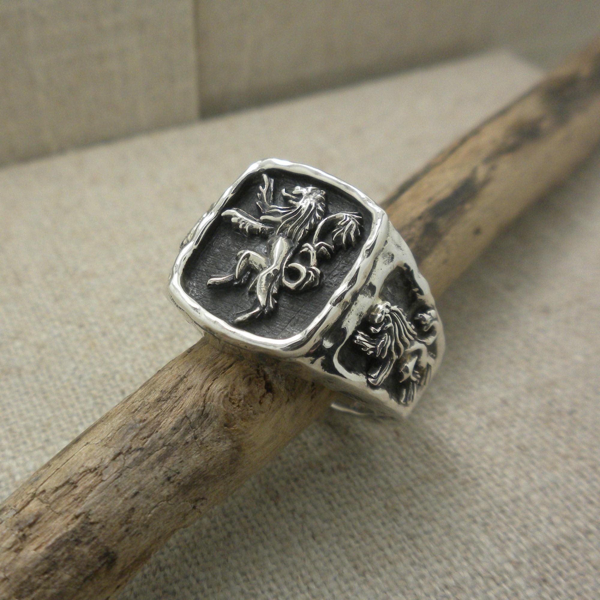 Sterling Silver Lion Rampant Ring