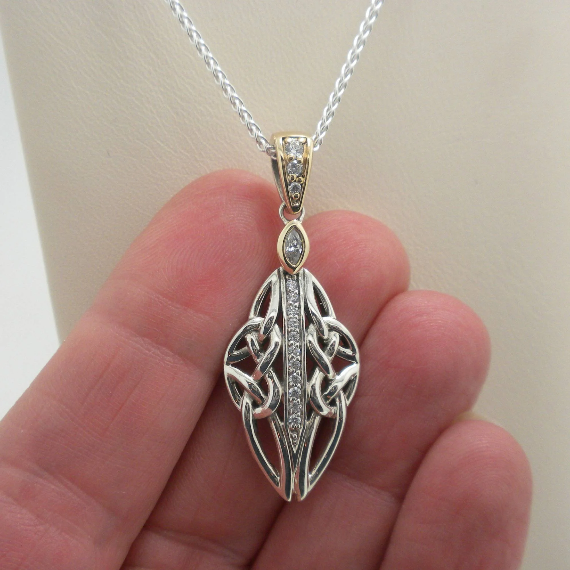 Small Tribal Trinity Knot Gateway Pendant with CZs