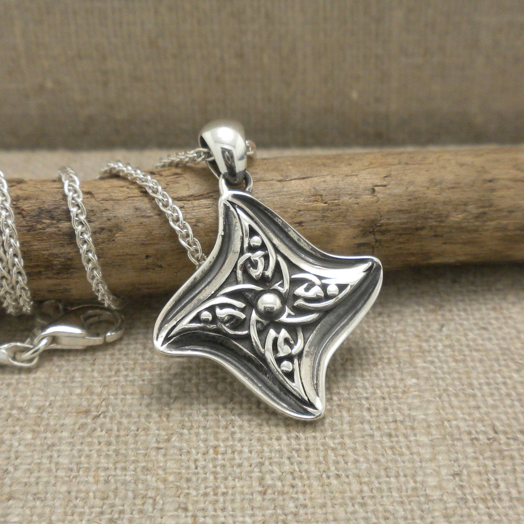 Sterling Silver and 10K CZ Celestial Star Pendant 