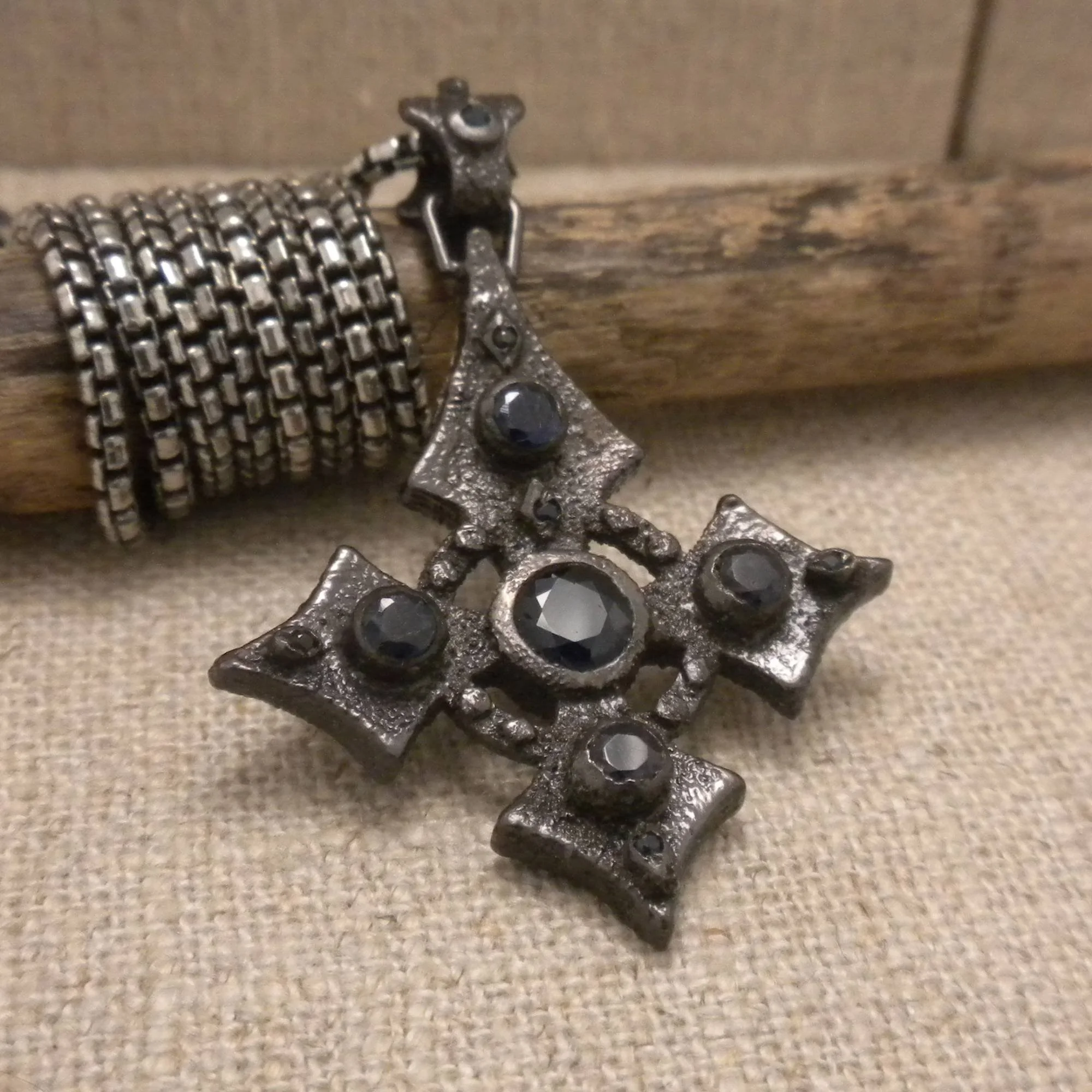 Celtic Cross with Sapphires by Keith Jack