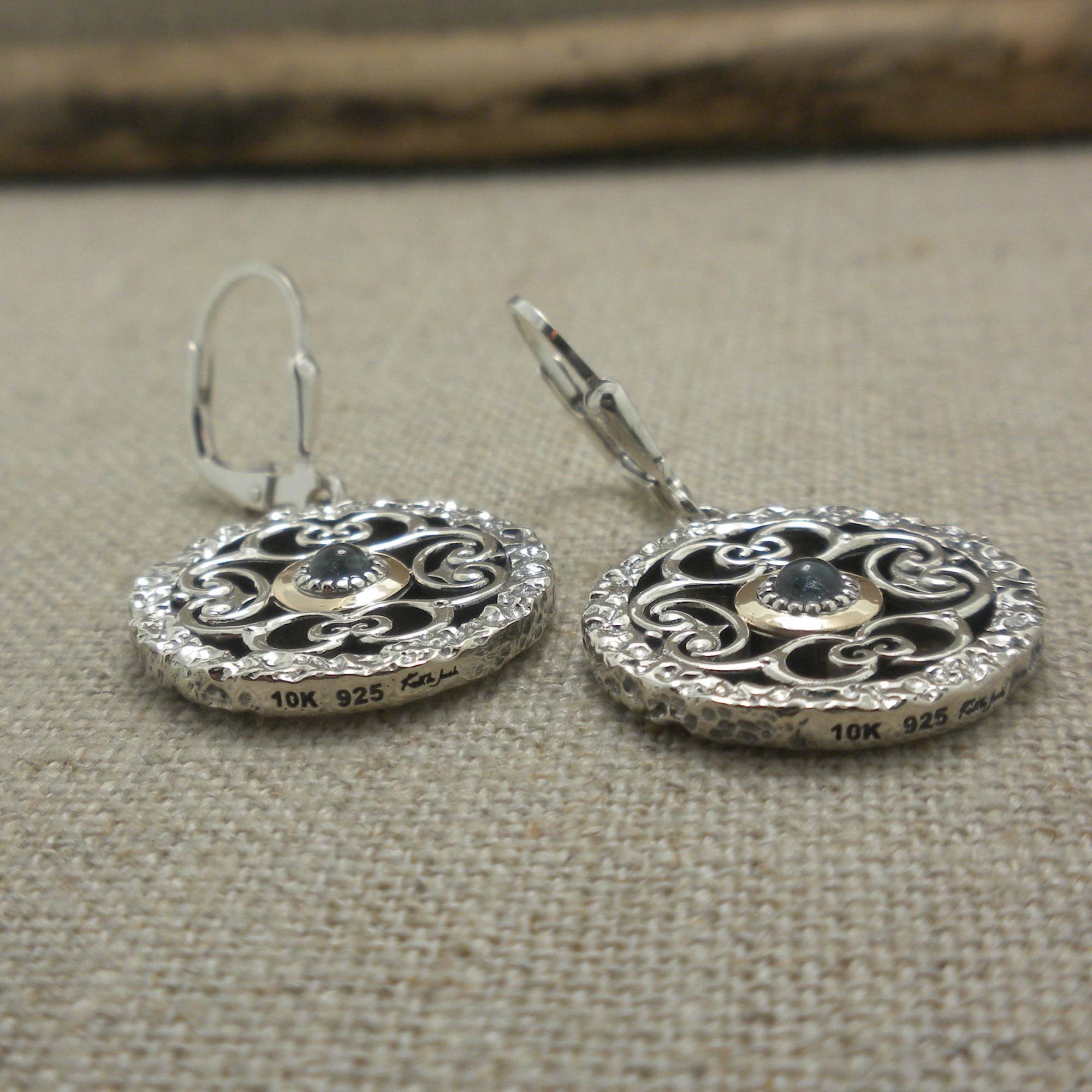 Silver &amp; 10K Whirlpool Earrings by Keith Jack