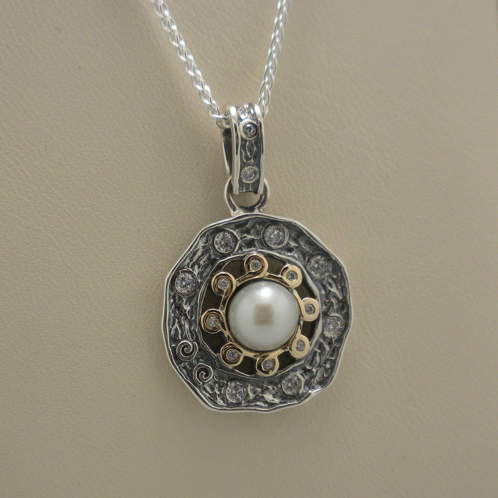 Sterling Silver &amp; 10K Aphrodite Pendant with Freshwater Pearl