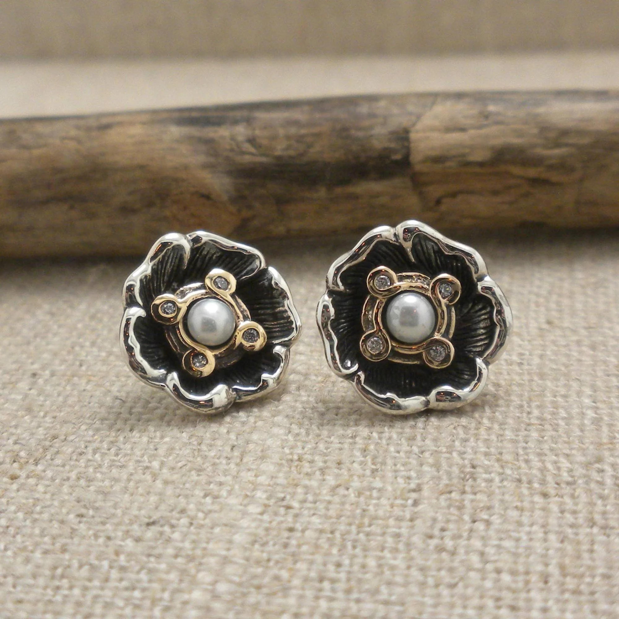 Sterling Silver & 10K Celtic Aphrodite Earrings with Freshwater Pearls