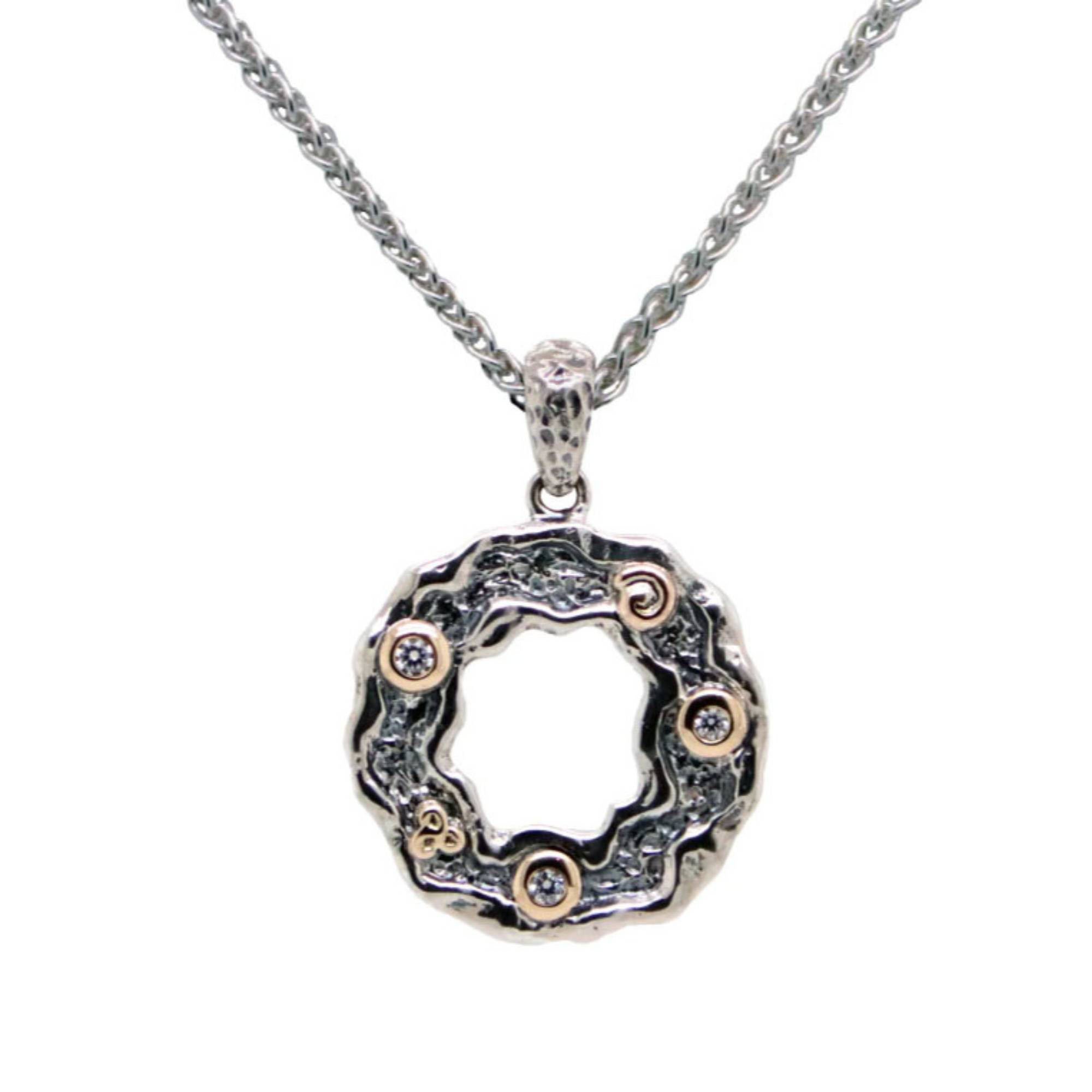 Celtic Sterling Silver and 10K Rocks 'N Rivers Pendant with CZs