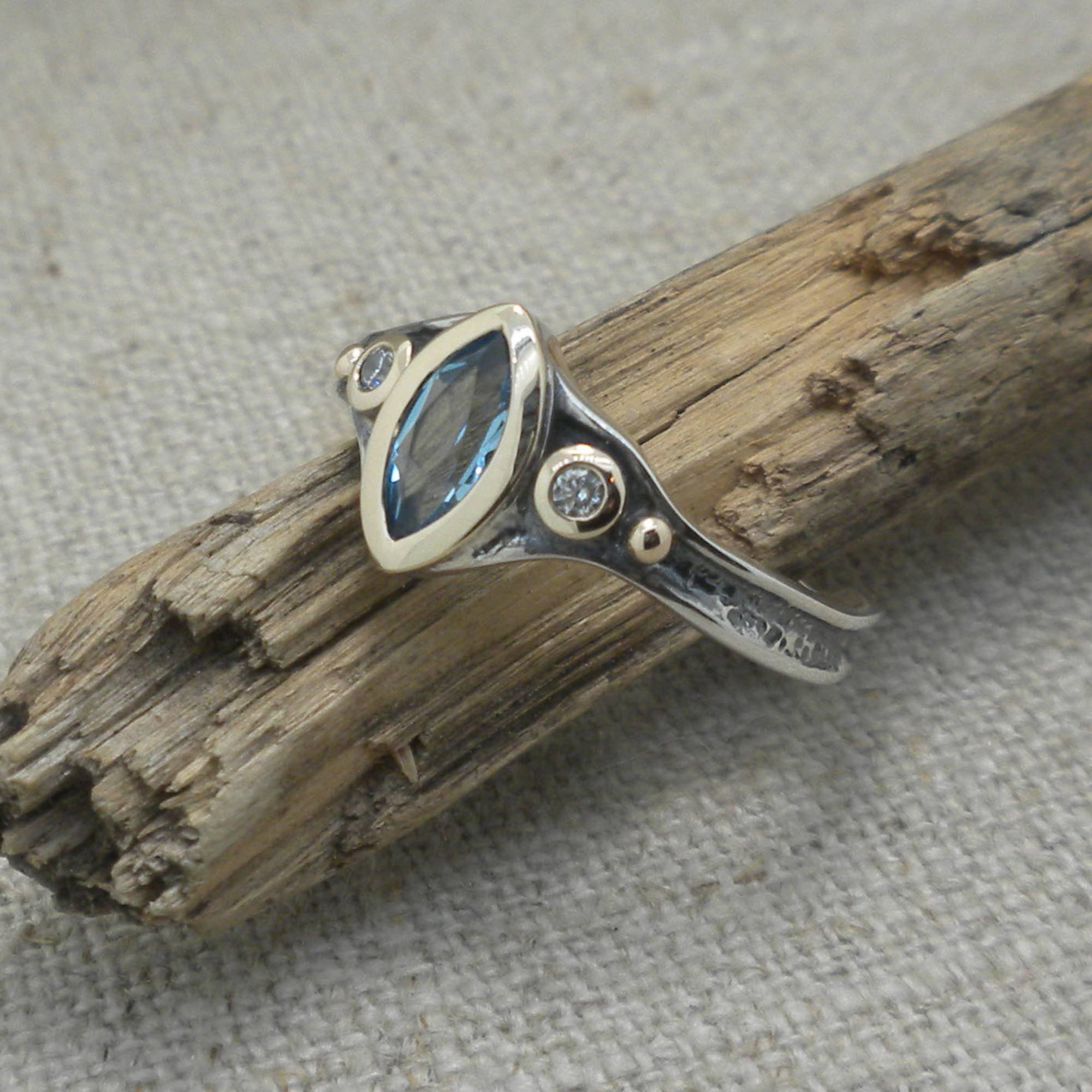 Marquise Swiss Blue Topaz Ring by Keith Jack