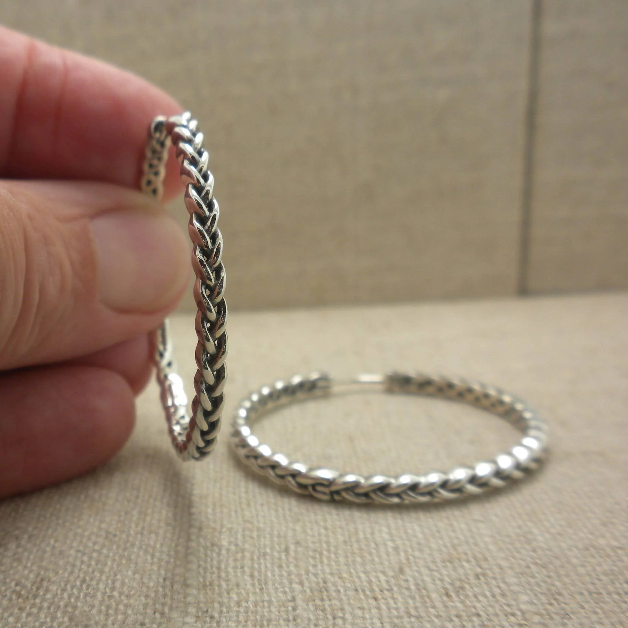 Large Sterling Silver Celtic Eclipse Hoop Earrings